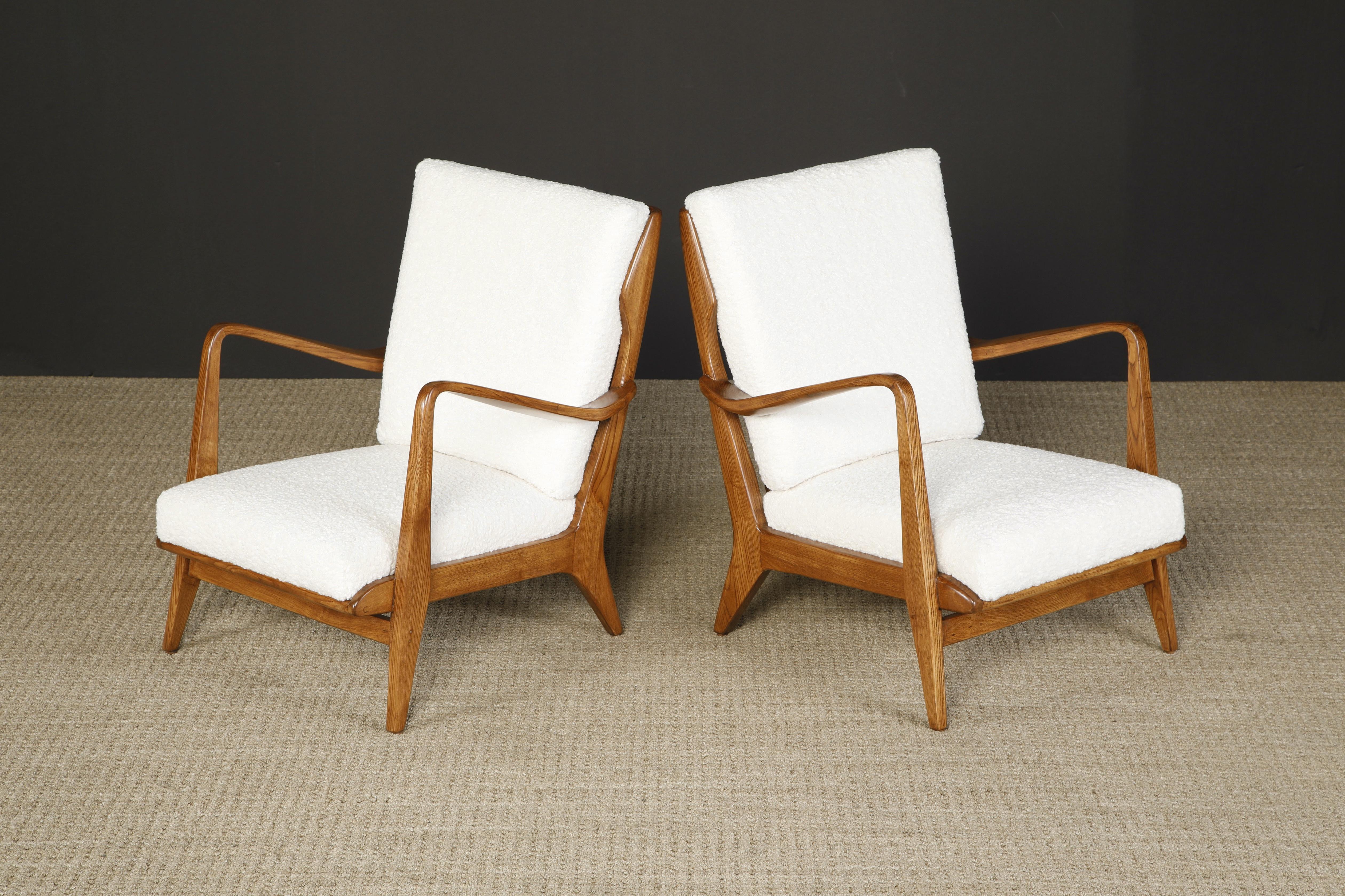 Italian Gio Ponti for Cassina Lounge Armchairs, Refinished & Reupholstered, Italy 1950s