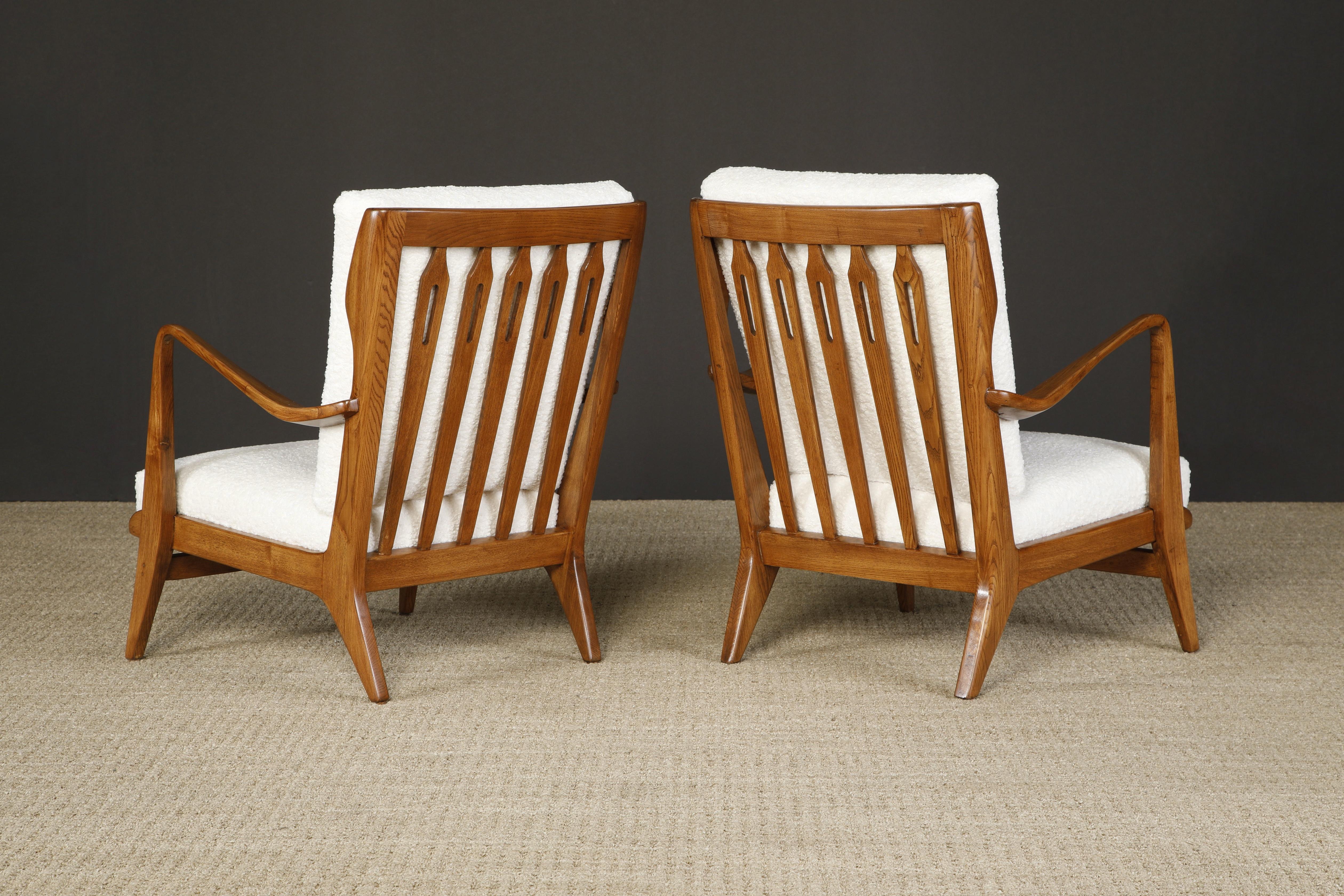 Mid-20th Century Gio Ponti for Cassina Lounge Armchairs, Refinished & Reupholstered, Italy 1950s