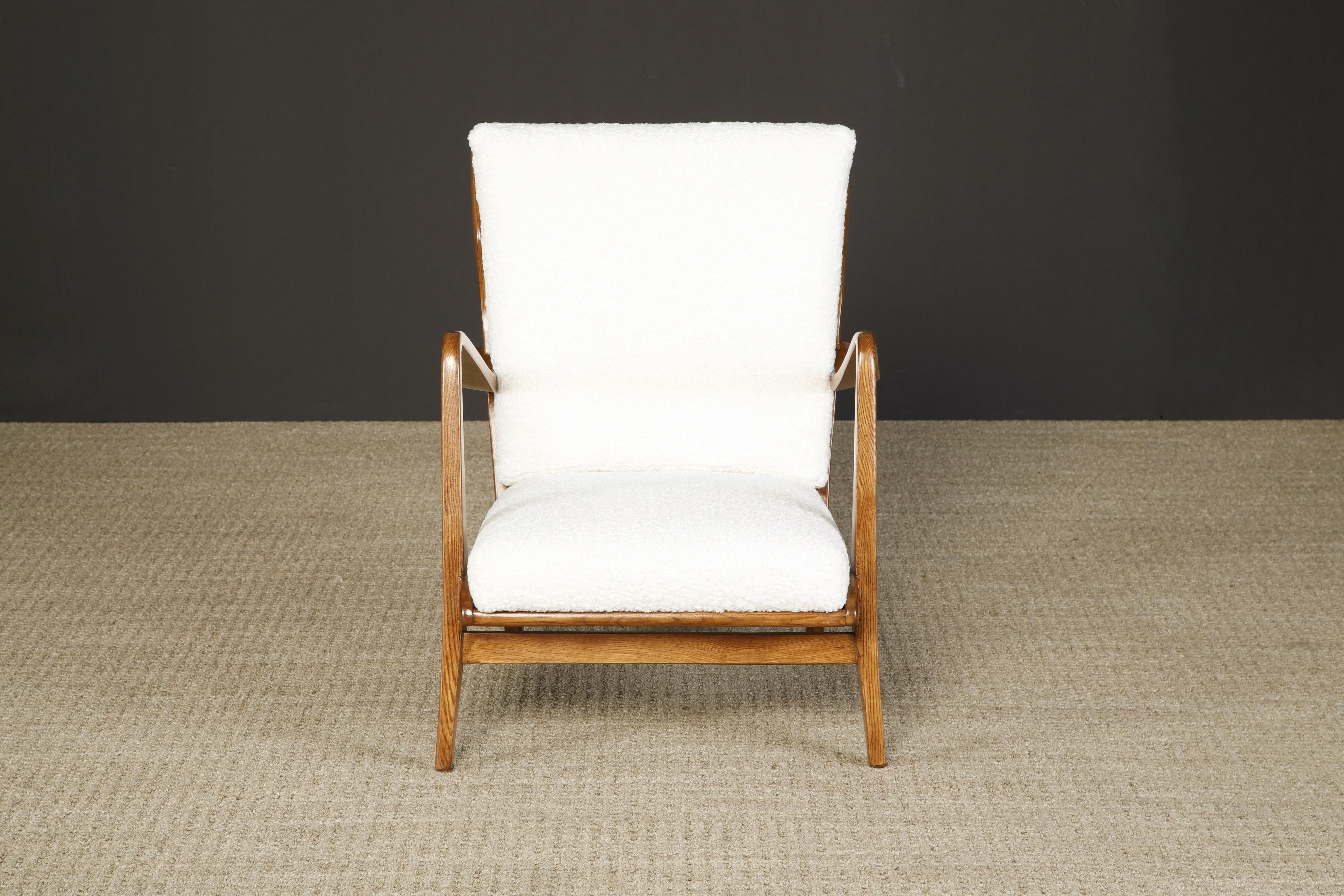 Bouclé Gio Ponti for Cassina Lounge Armchairs, Refinished & Reupholstered, Italy 1950s