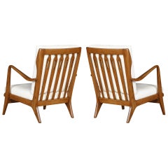 Gio Ponti for Cassina Lounge Armchairs, Refinished & Reupholstered, Italy 1950s