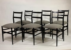 Gio Ponti for Cassina Six Black Wood "Leggera" Chairs Signed