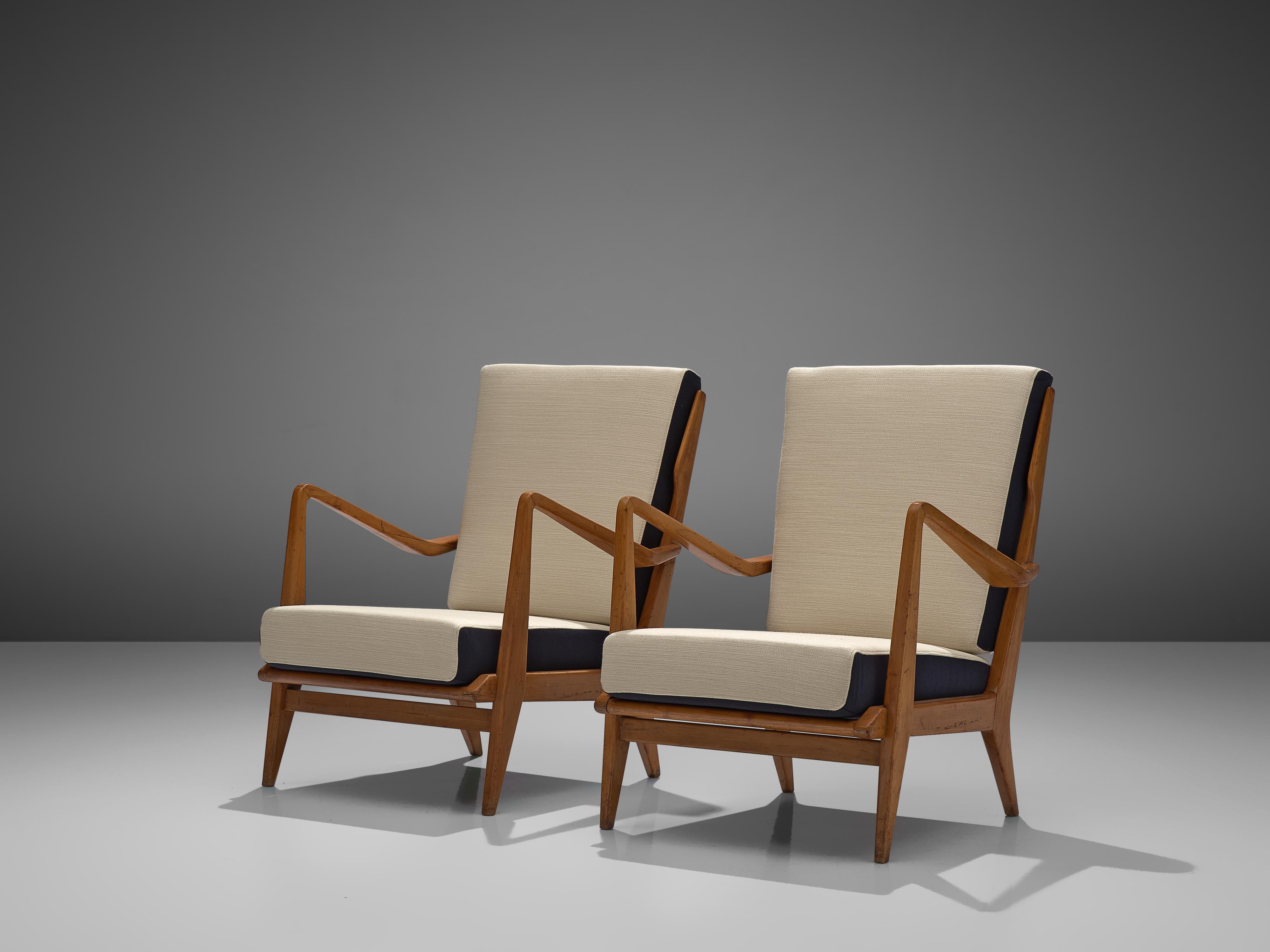 Mid-20th Century Gio Ponti for Cassina Pair of Armchairs Model 516 in Walnut