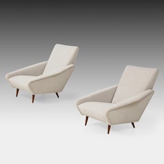 Gio Ponti for Cassina Rare Pair of Distex Lounge Chairs Model 807 in Wool Velvet