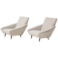 Gio Ponti for Cassina Rare Pair of Distex Lounge Chairs Model 807 in Wool Velvet