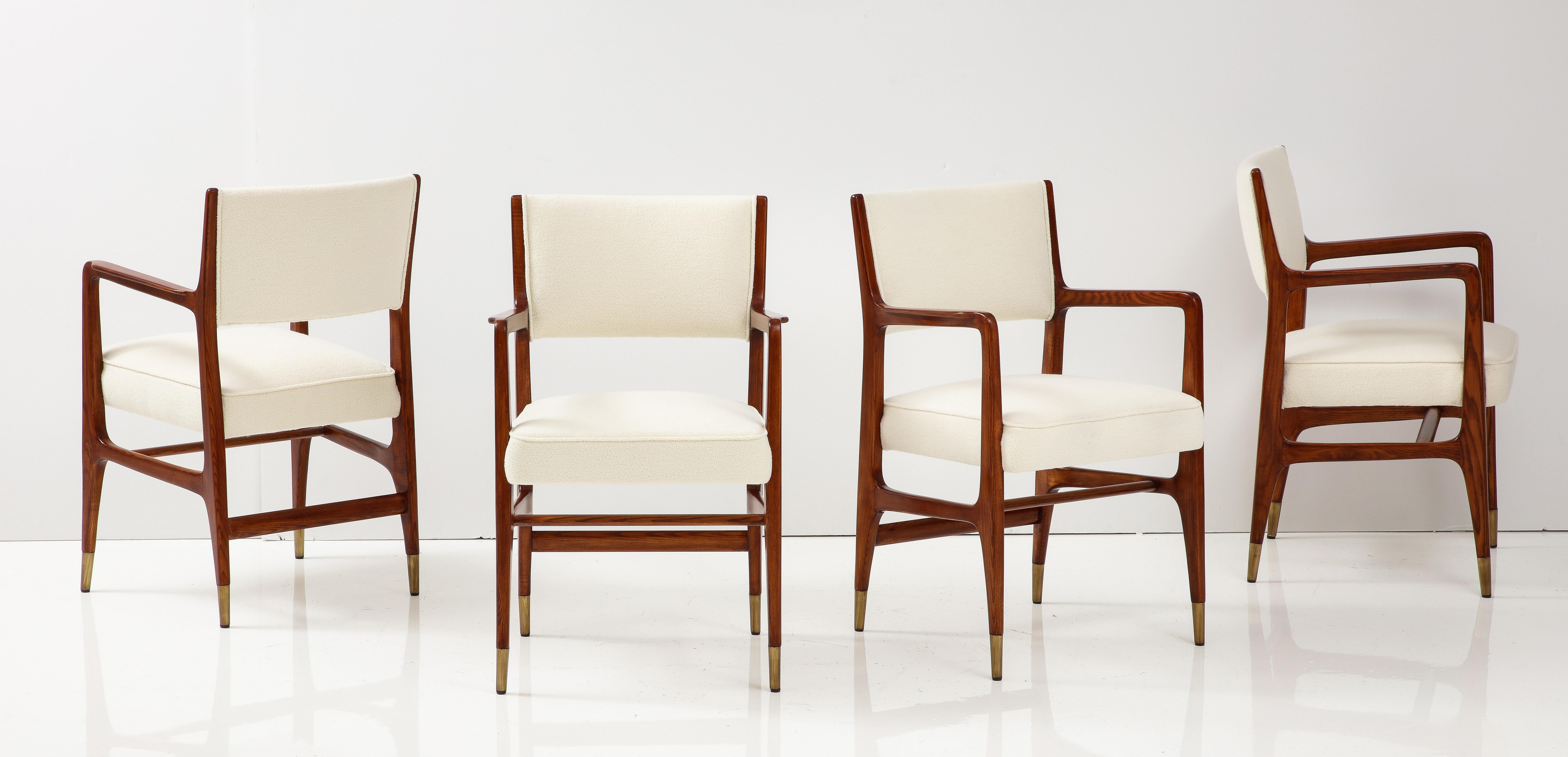 Gio Ponti for Cassina Rare Set of 12 Dining Chairs Model 110 in Ivory Bouclé 3