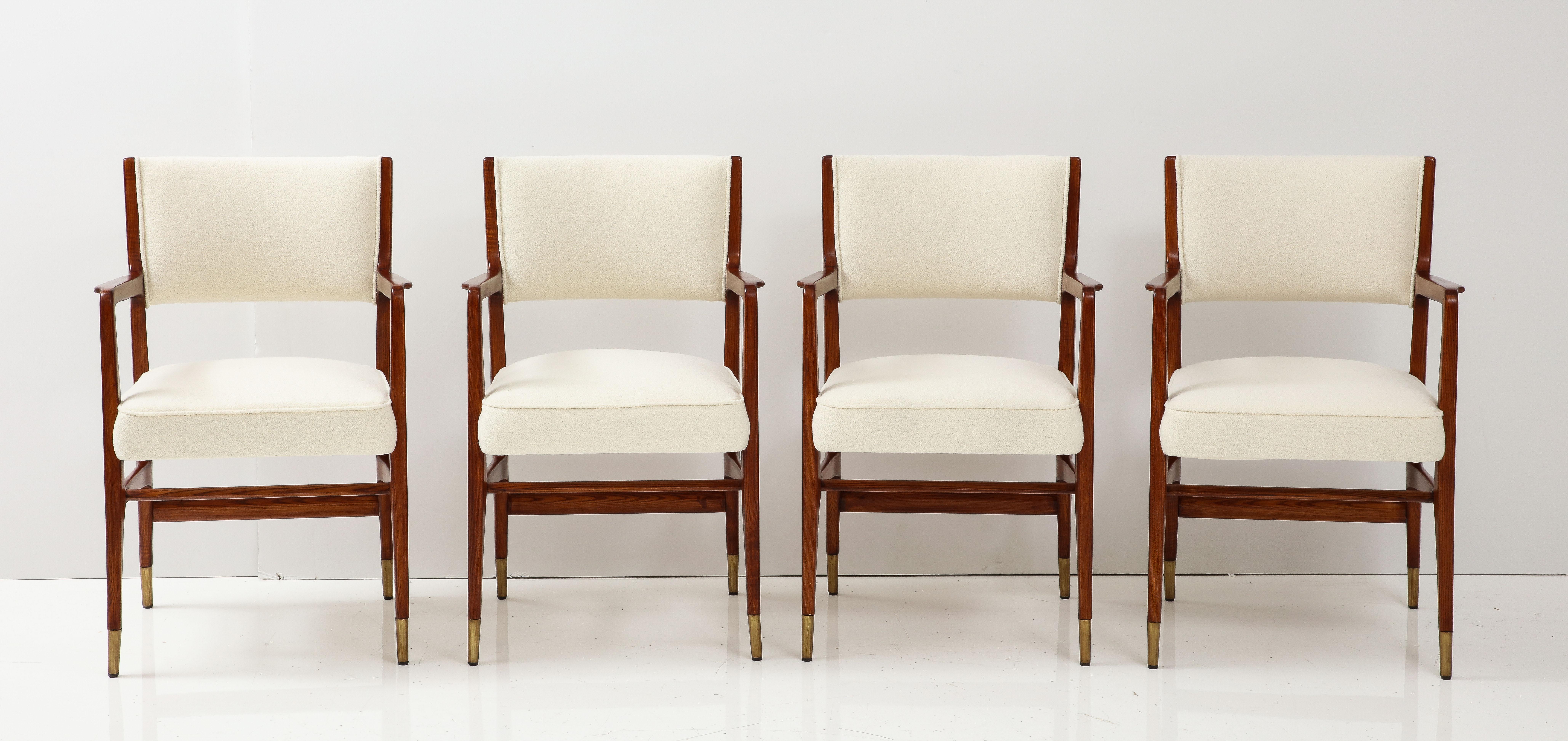 Gio Ponti for Cassina Rare Set of 12 Dining Chairs Model 110 in Ivory Bouclé 4