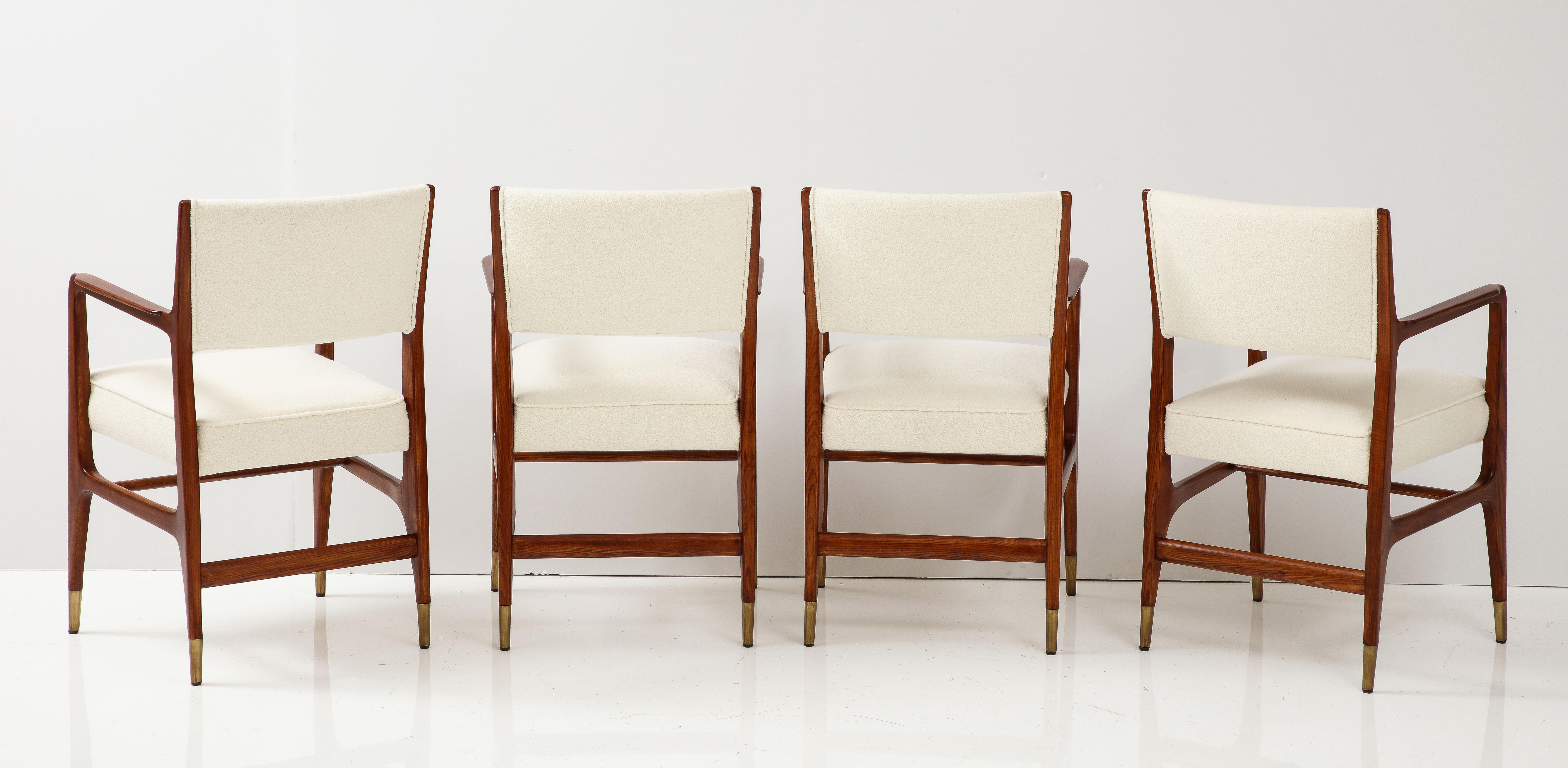 Gio Ponti for Cassina Rare Set of 12 Dining Chairs Model 110 in Ivory Bouclé 5