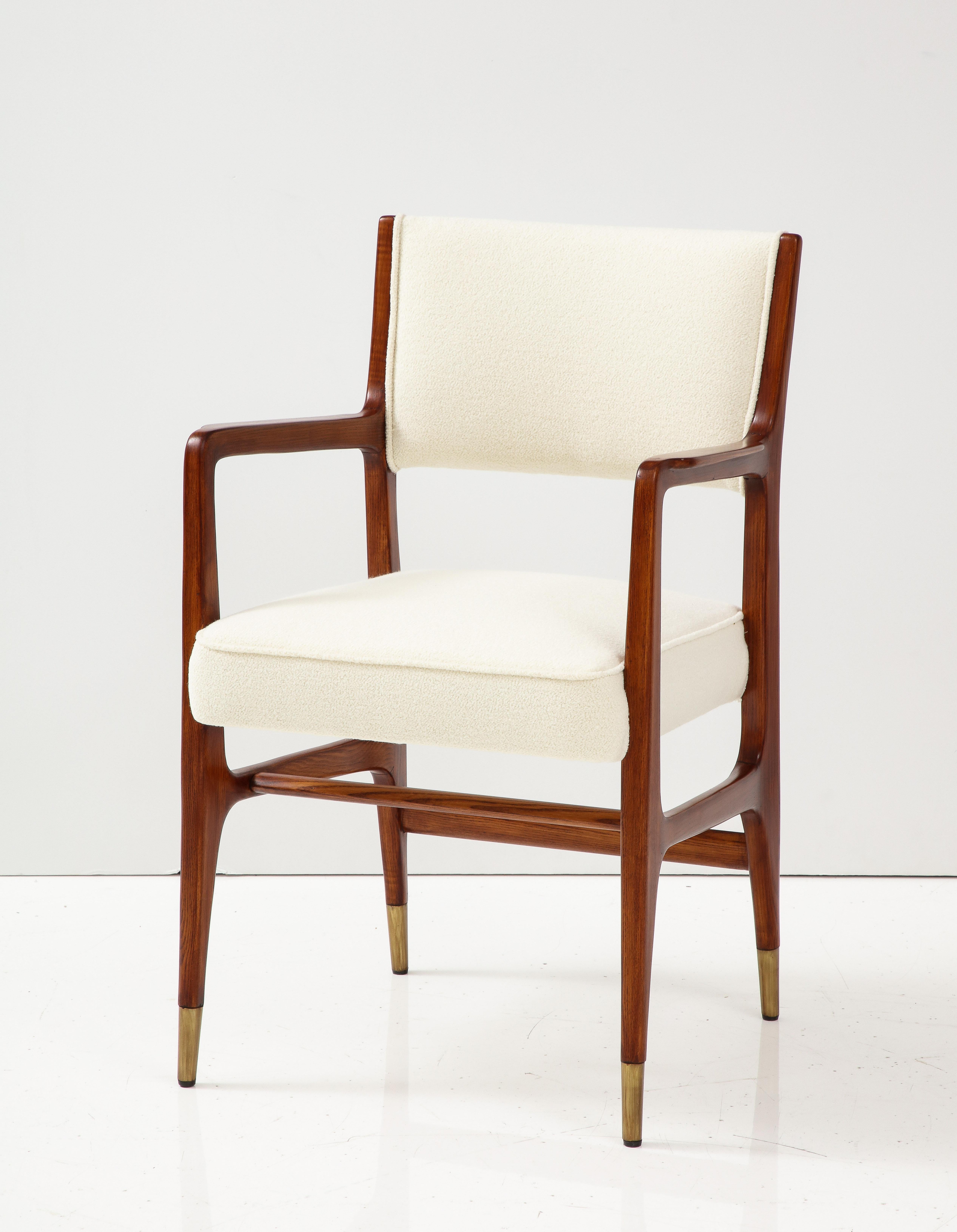 Gio Ponti for Cassina Rare Set of 12 Dining Chairs Model 110 in Ivory Bouclé 7