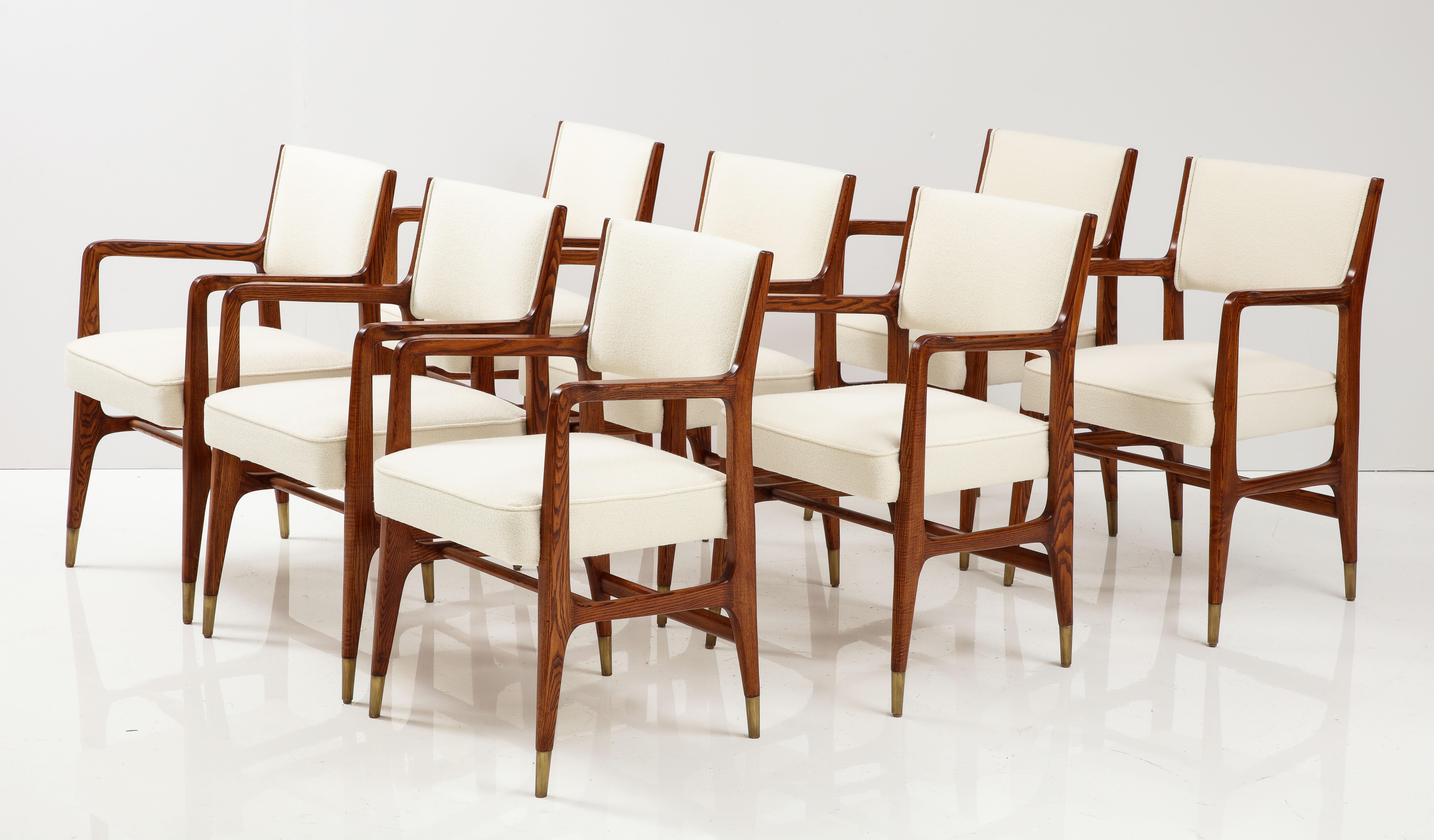 Gio Ponti for Cassina Rare Set of 12 Dining Chairs Model 110 in Ivory Bouclé In Good Condition In New York, NY