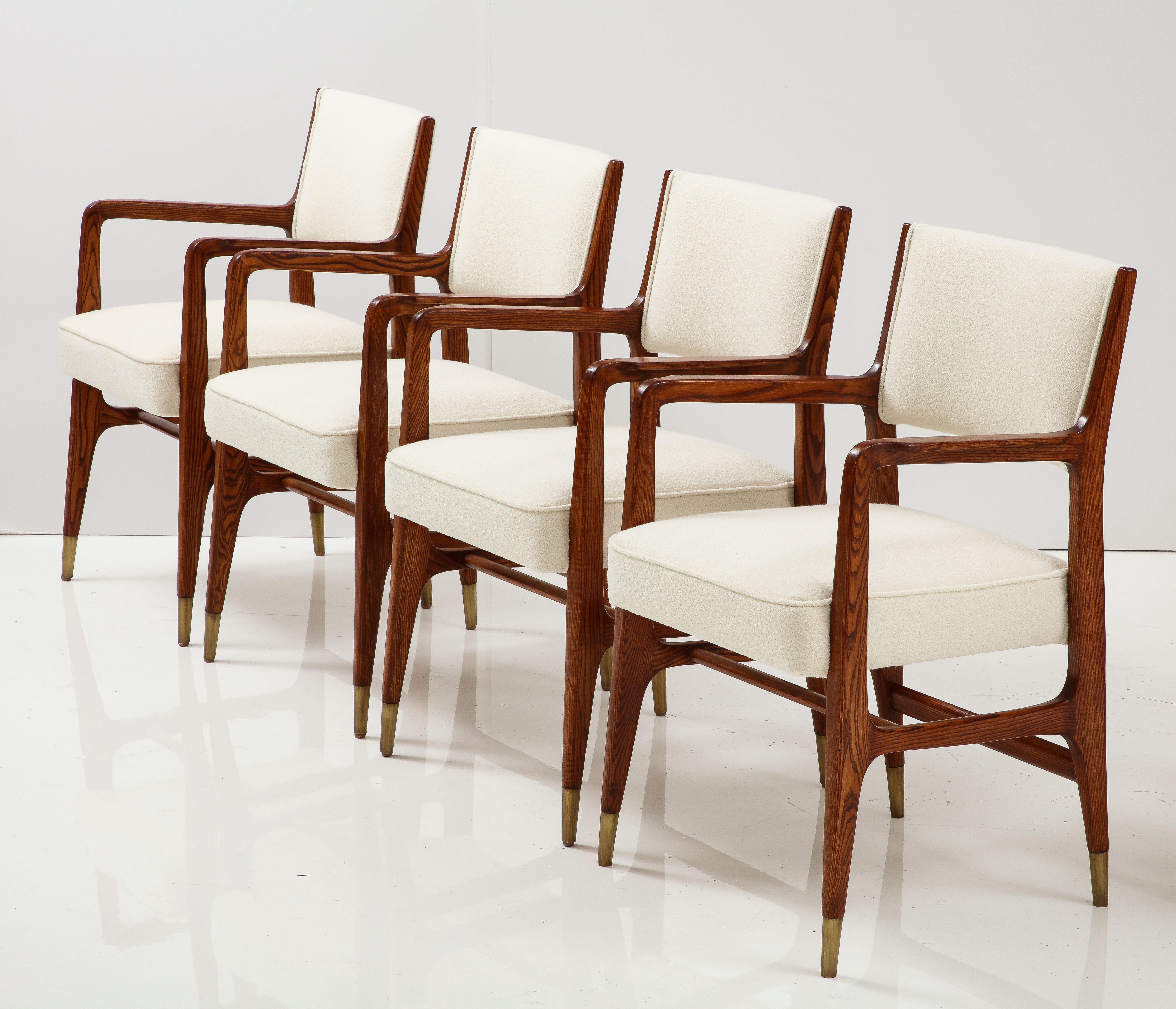 Mid-20th Century Gio Ponti for Cassina Rare Set of 12 Dining Chairs Model 110 in Ivory Bouclé