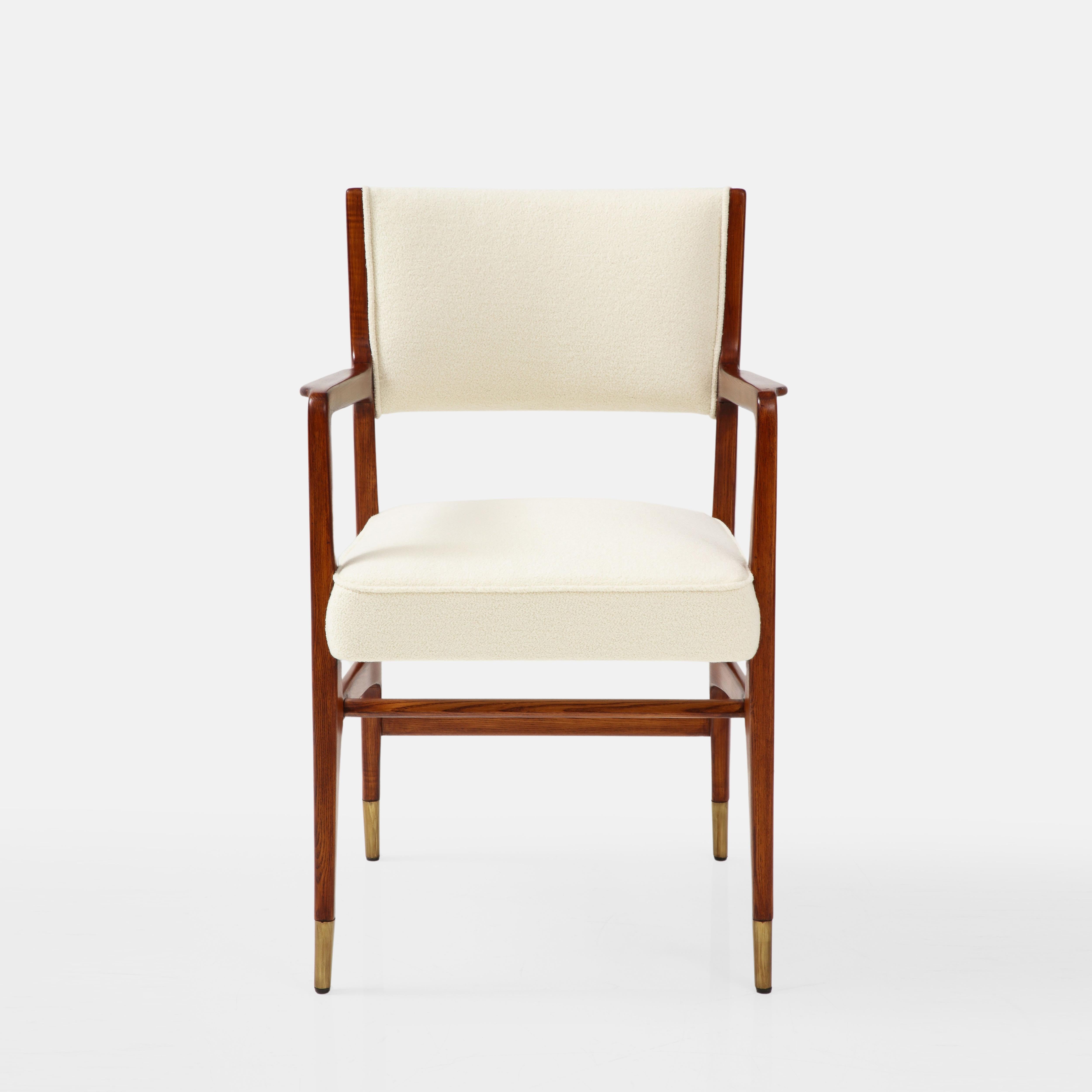 Mid-20th Century Gio Ponti for Cassina Rare Set of 4 Dining Chairs Model 110 in Ivory Bouclé