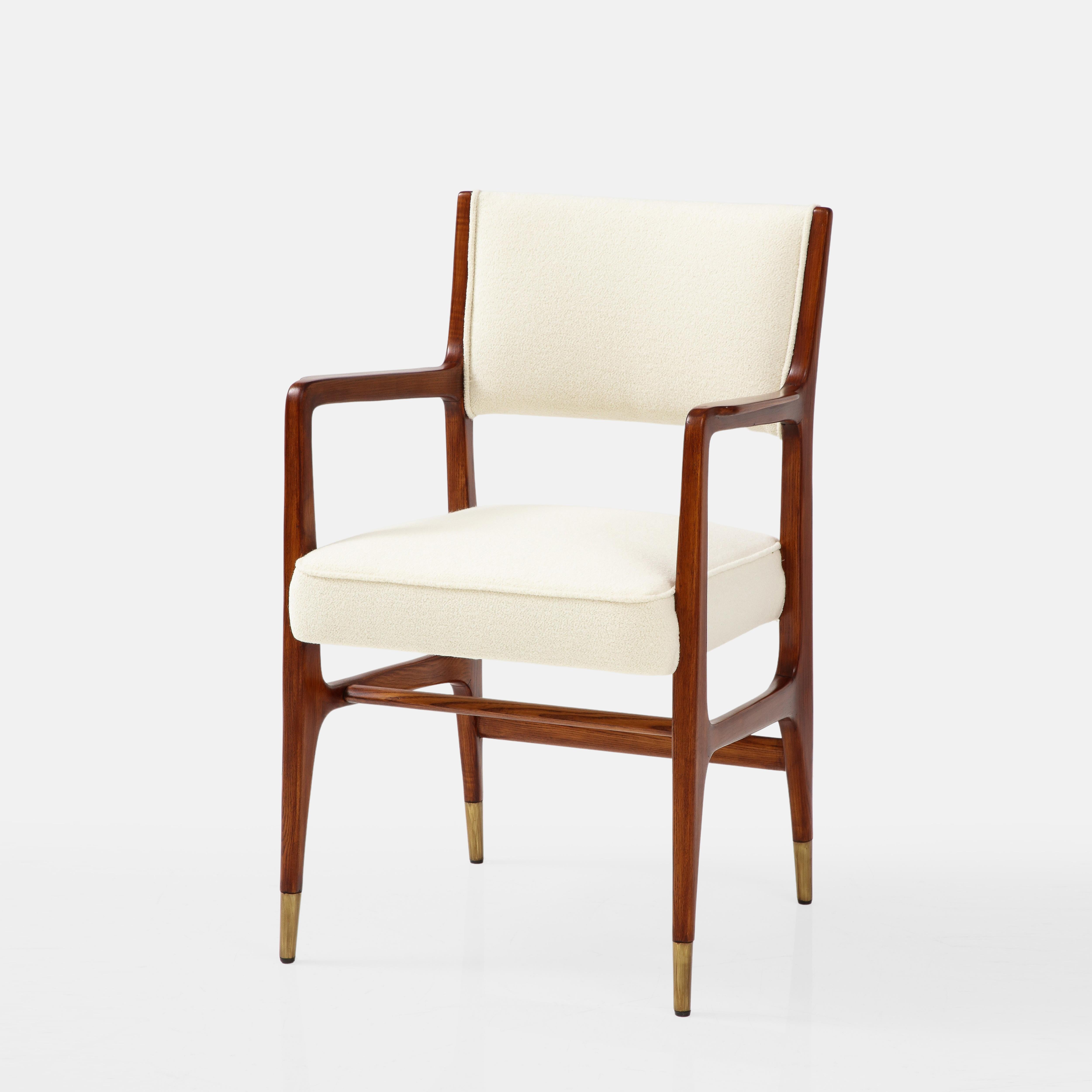 Gio Ponti for Cassina Rare Set of 4 Dining Chairs Model 110 in Ivory Bouclé 1