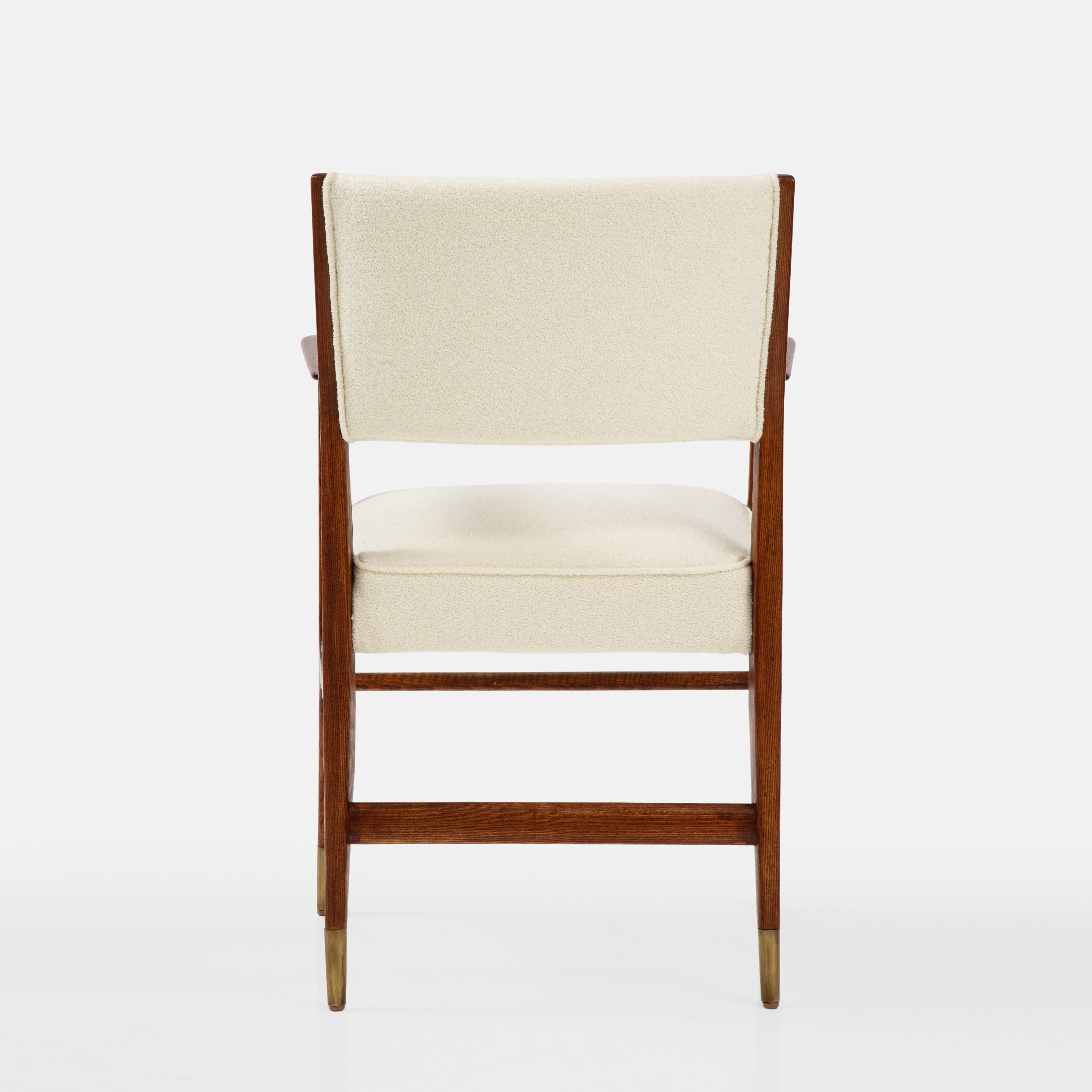 Gio Ponti for Cassina Rare Set of 8 Dining Chairs Model 110 in Ivory Bouclé 6
