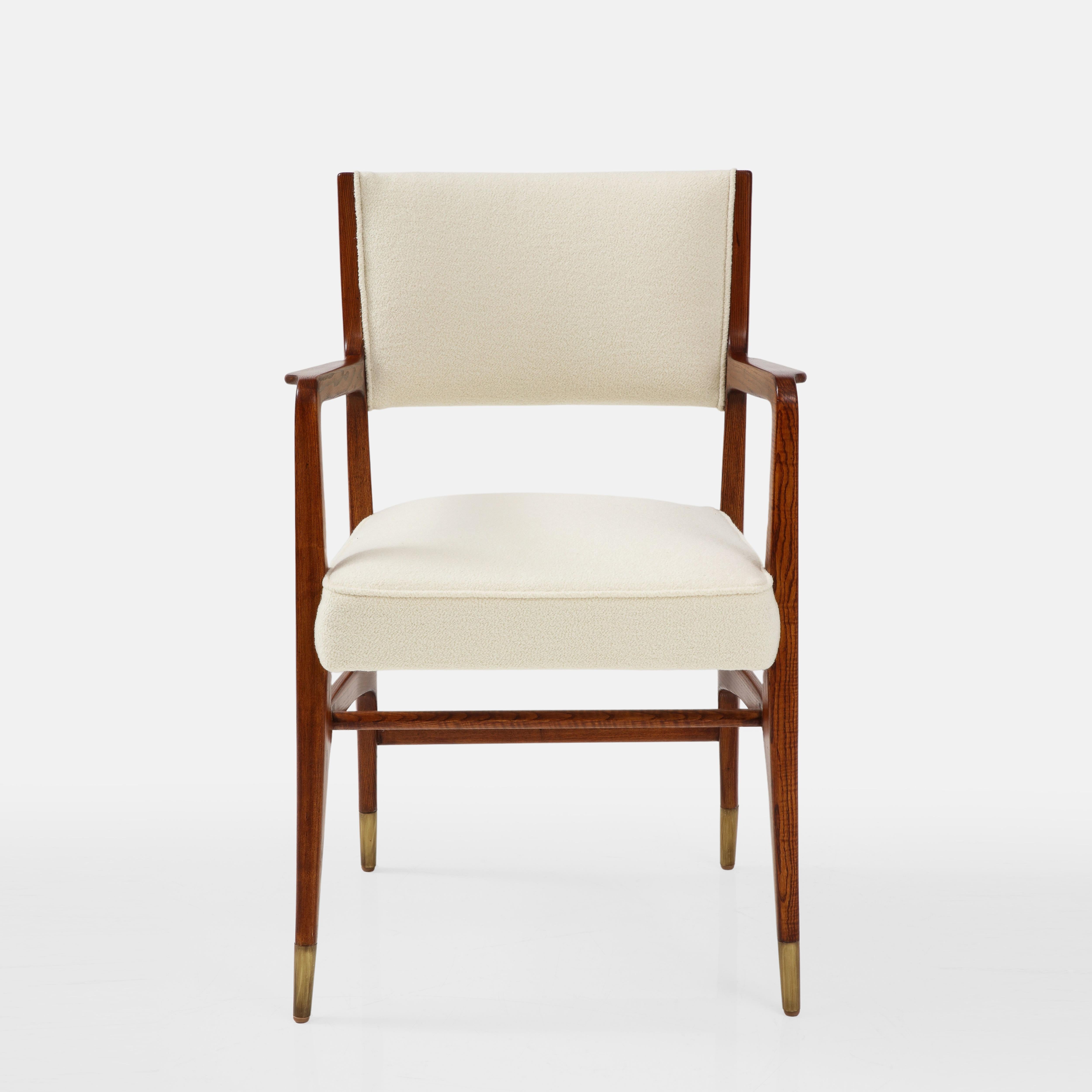 Gio Ponti for Cassina Rare Set of 8 Dining Chairs Model 110 in Ivory Bouclé 1