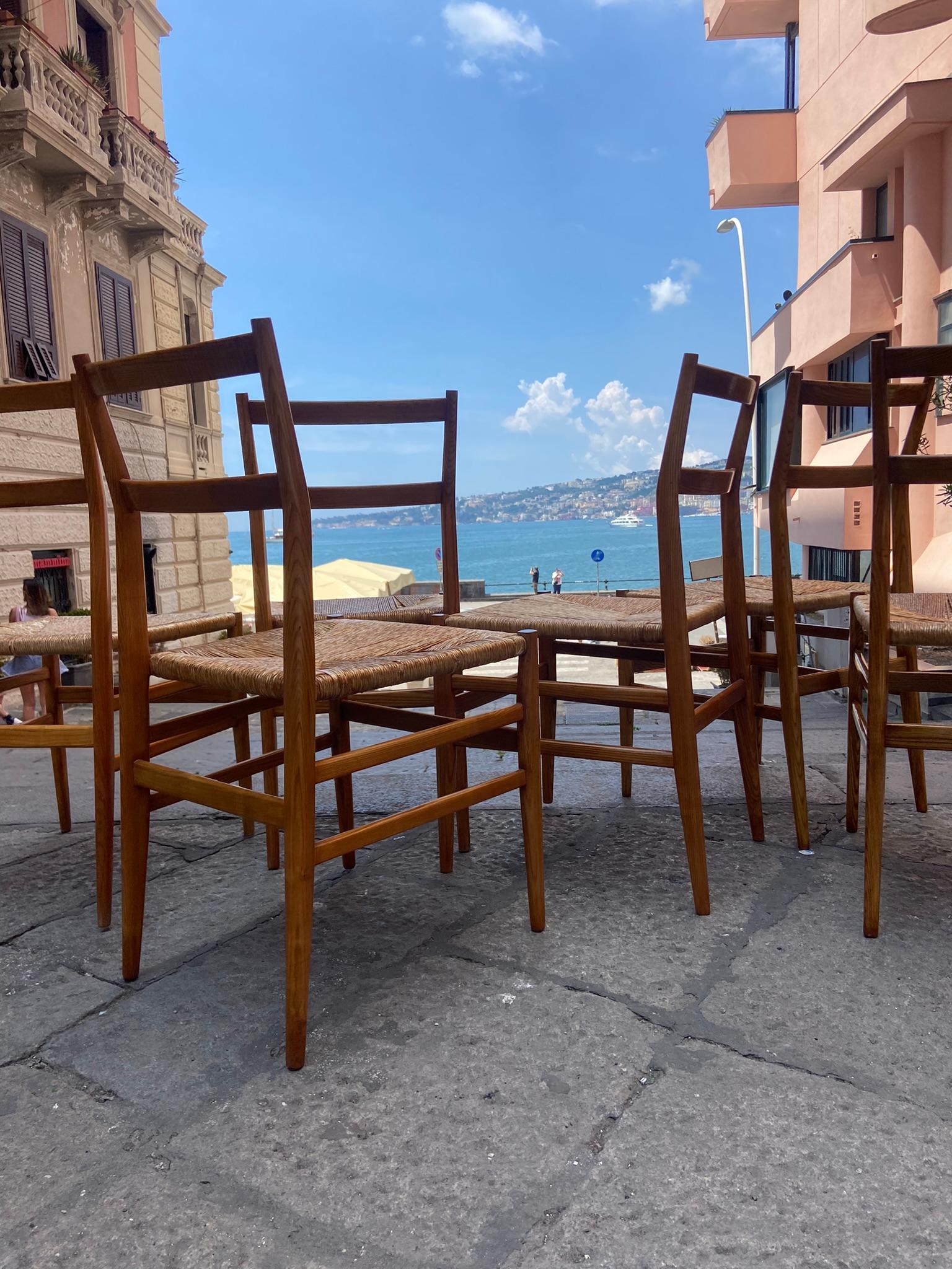 Gio Ponti for Cassina Set of 6 Leggera Chairs , Italy 1950s In Good Condition In Naples, IT
