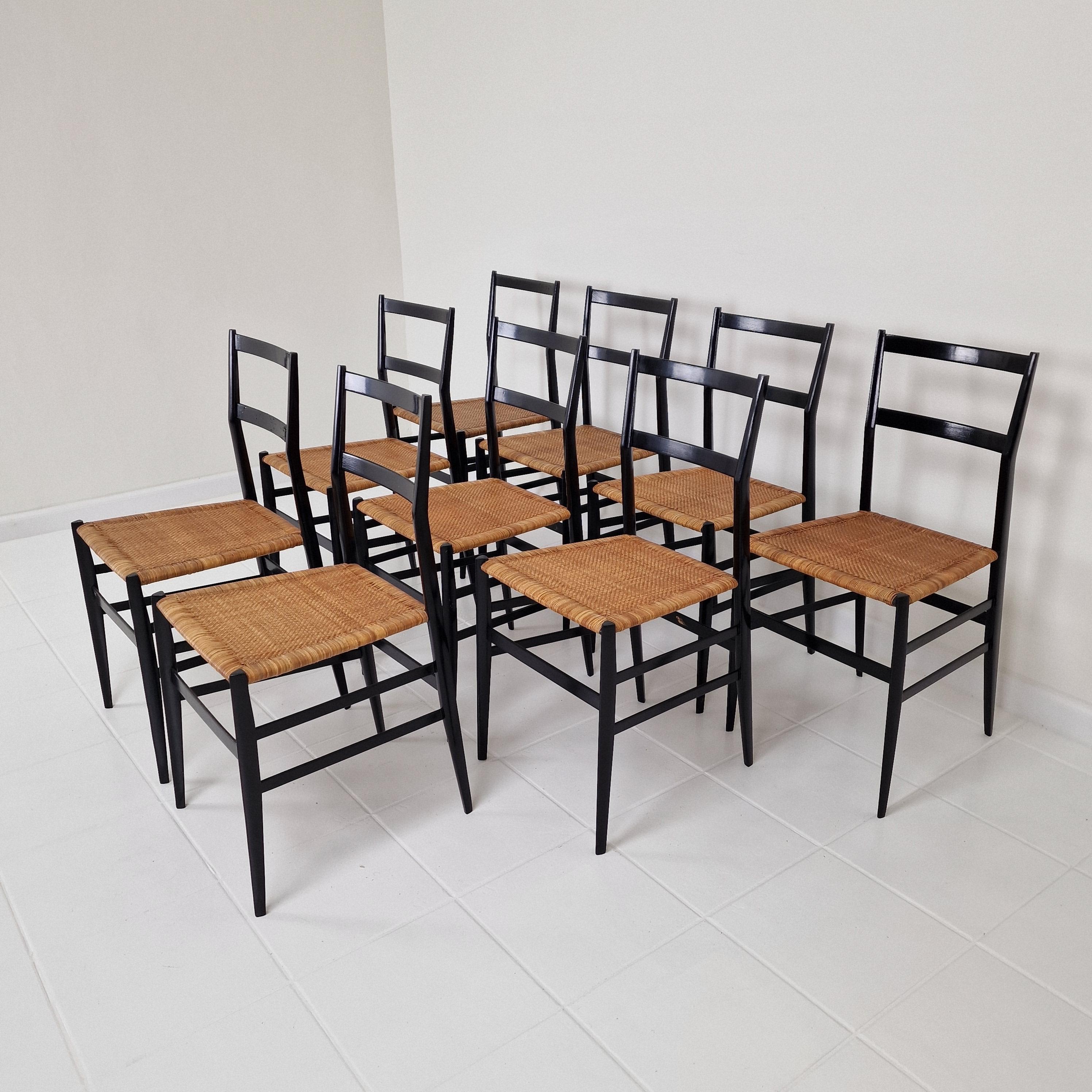 Rattan Gio Ponti for Cassina Set of 9 