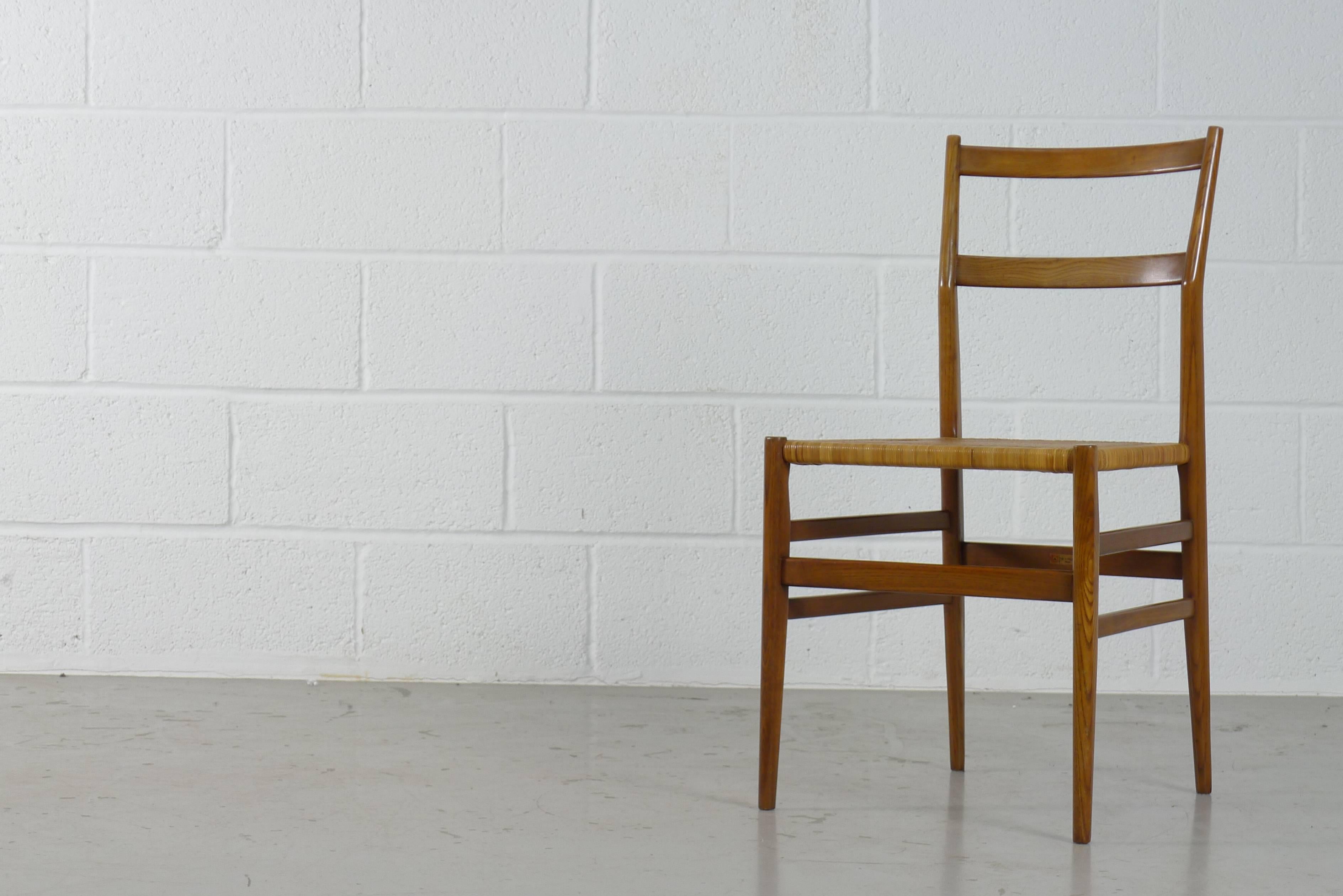 Mid-20th Century Gio Ponti for Cassina, Italy, Set of Eight Leggera Chairs, 1950s, Labelled