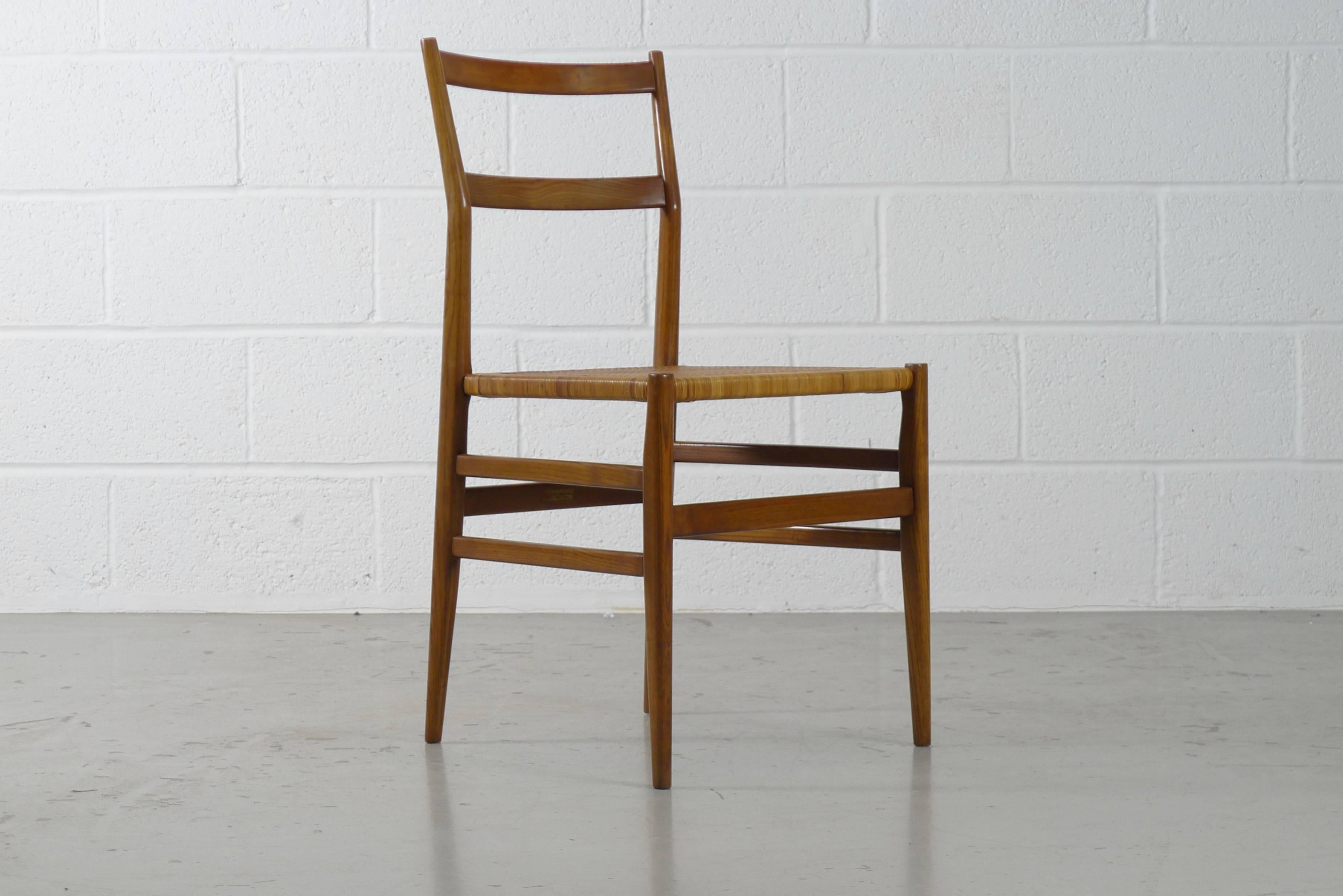 Gio Ponti for Cassina, Italy, Set of Eight Leggera Chairs, 1950s, Labelled 3