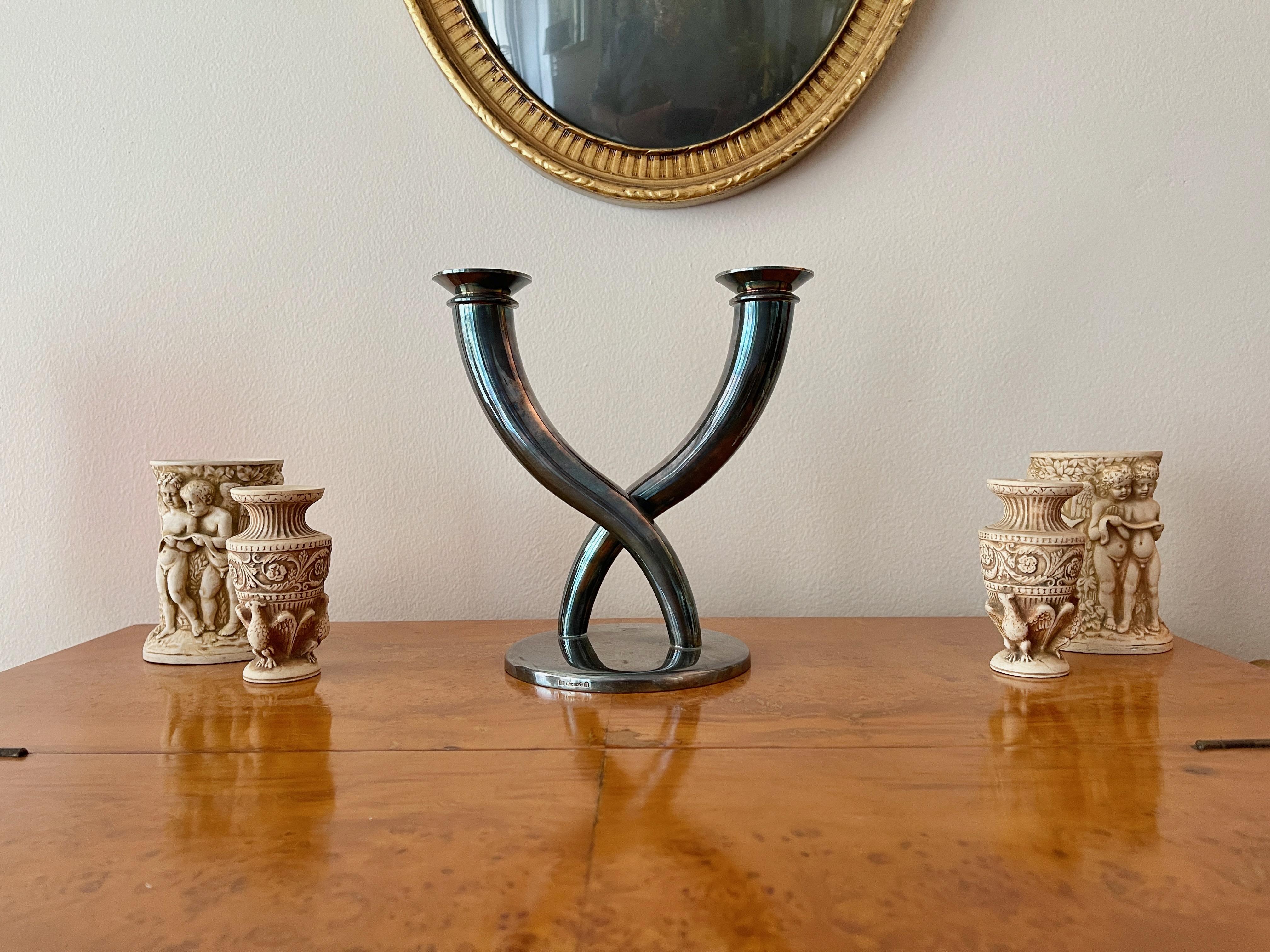 French Gio Ponti for Christofle Cornucopia Candelabrum For Sale