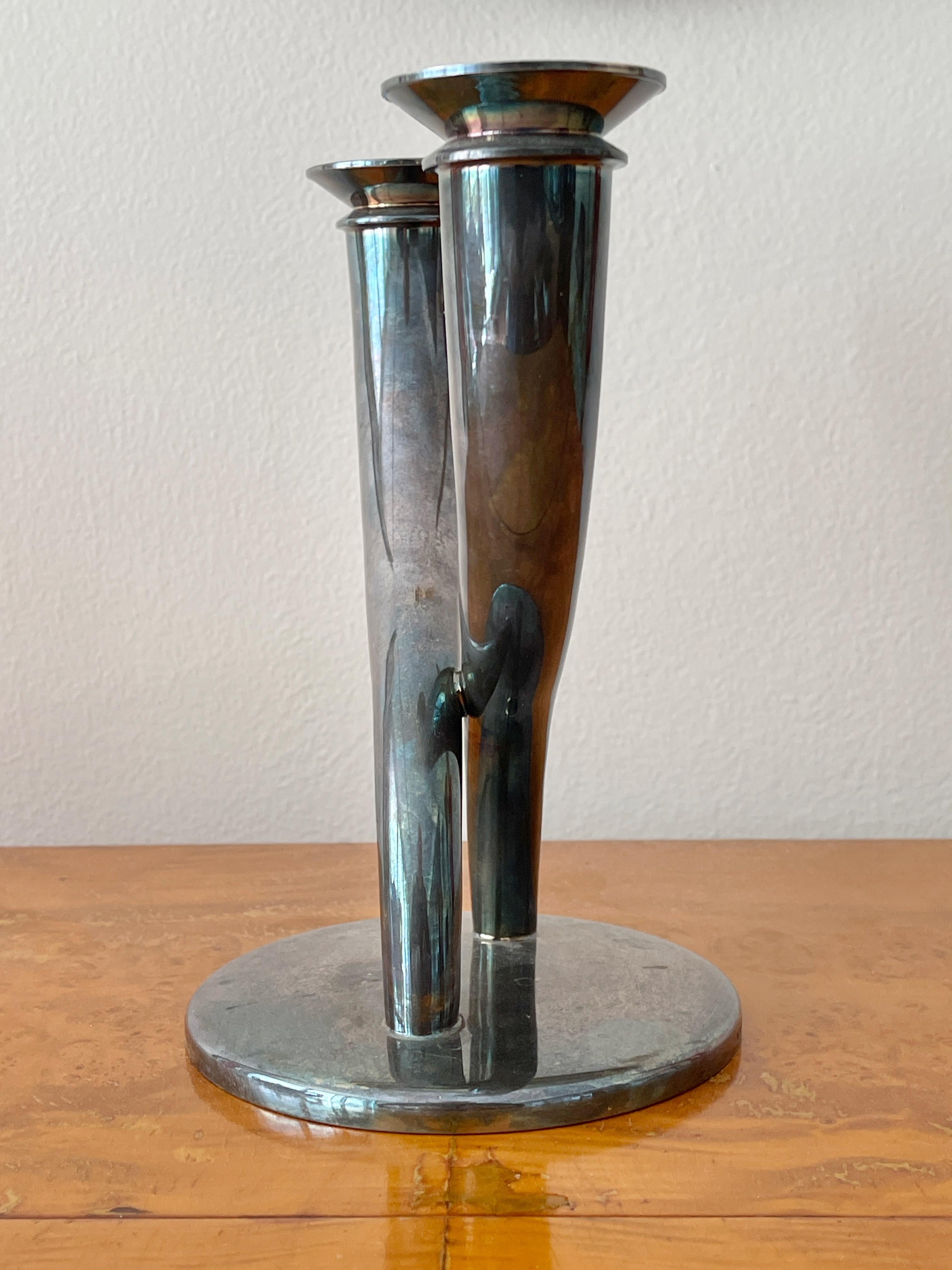 Silver Plate Gio Ponti for Christofle Cornucopia Candelabrum For Sale