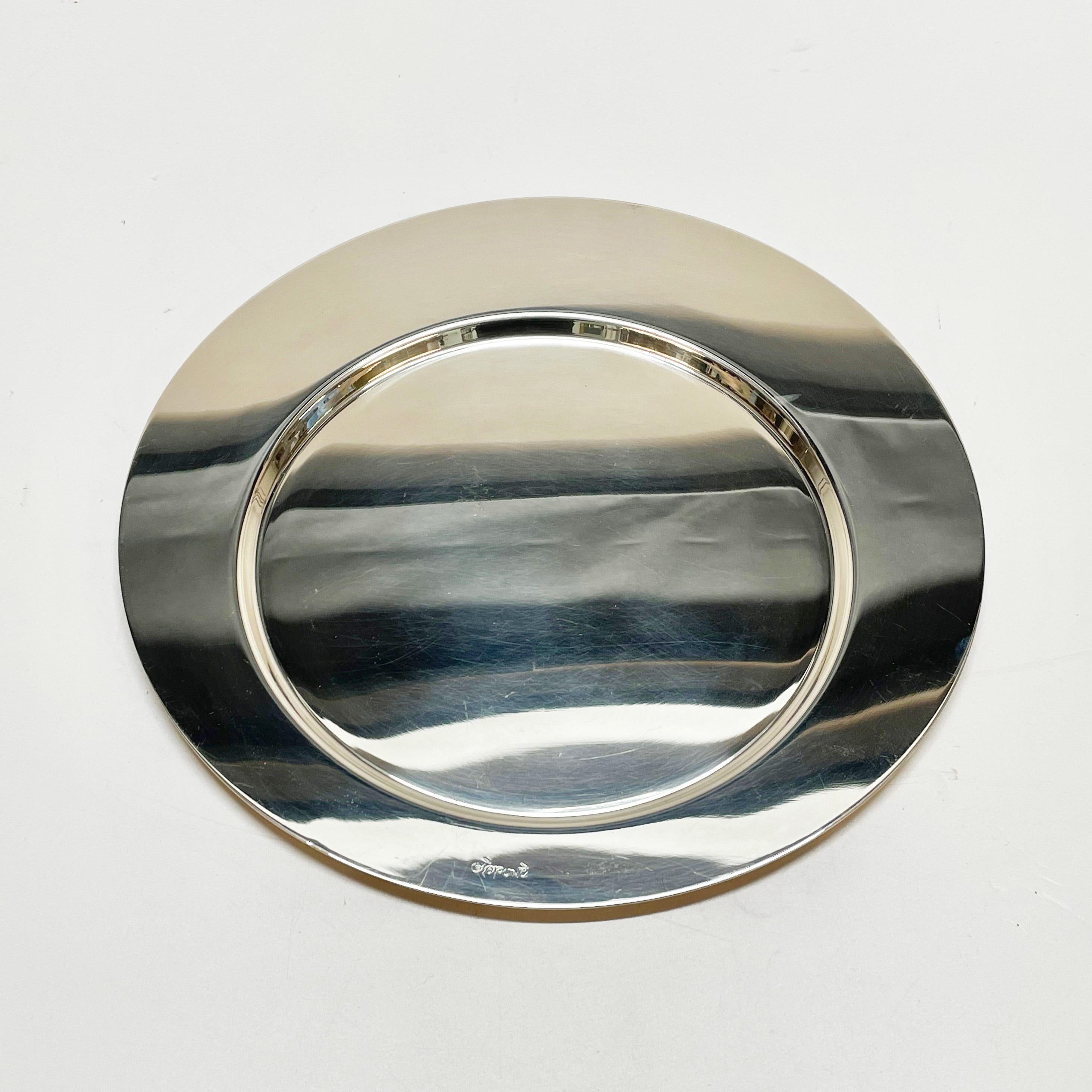 Gio Ponti for Cleto Munari Modernist Silver Plated Serving Plate Italy, 1980s 5