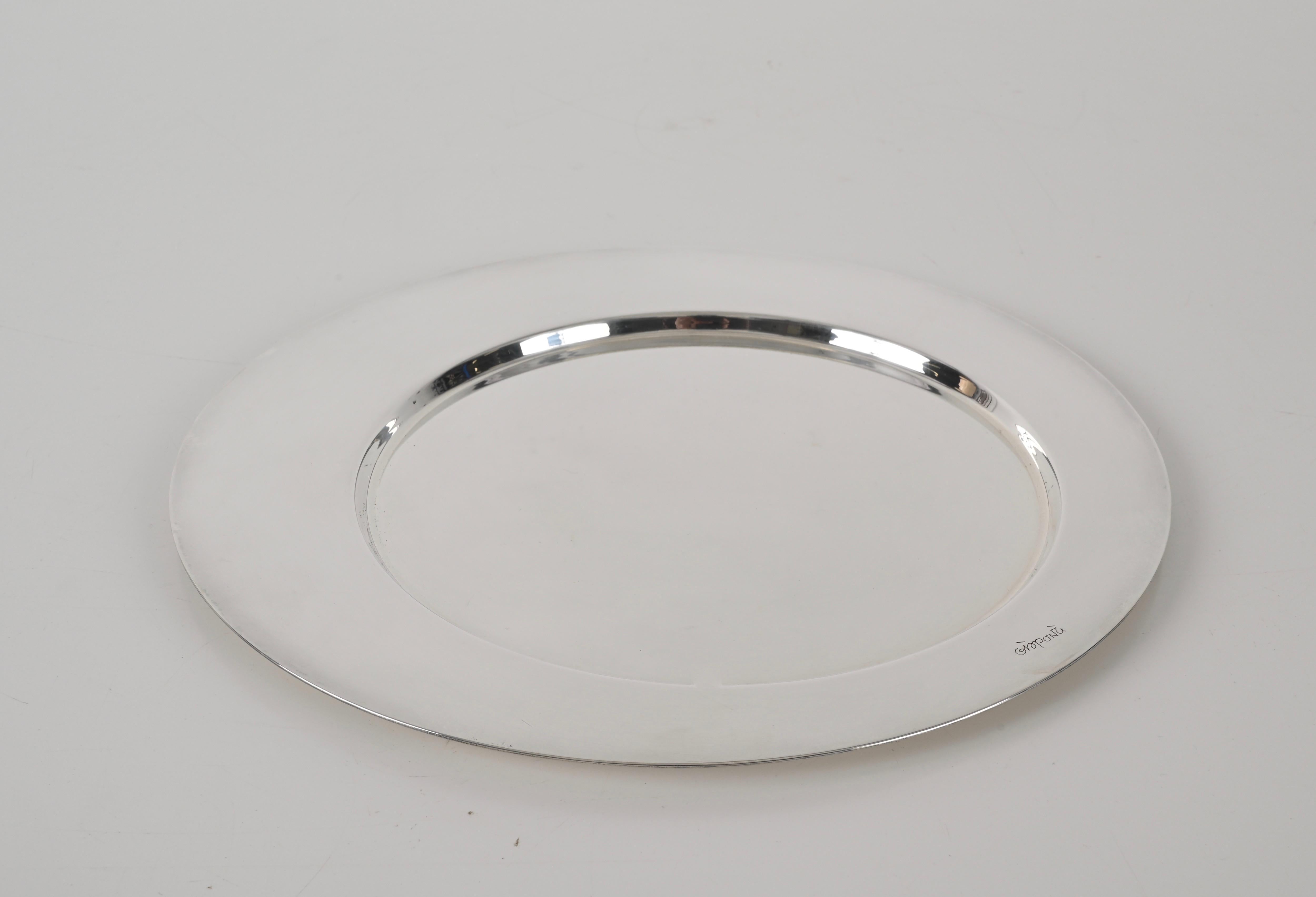 Gio Ponti per Cleto Munari Piatto da portata modernista in argento placcato Italia, anni '80 in vendita 3