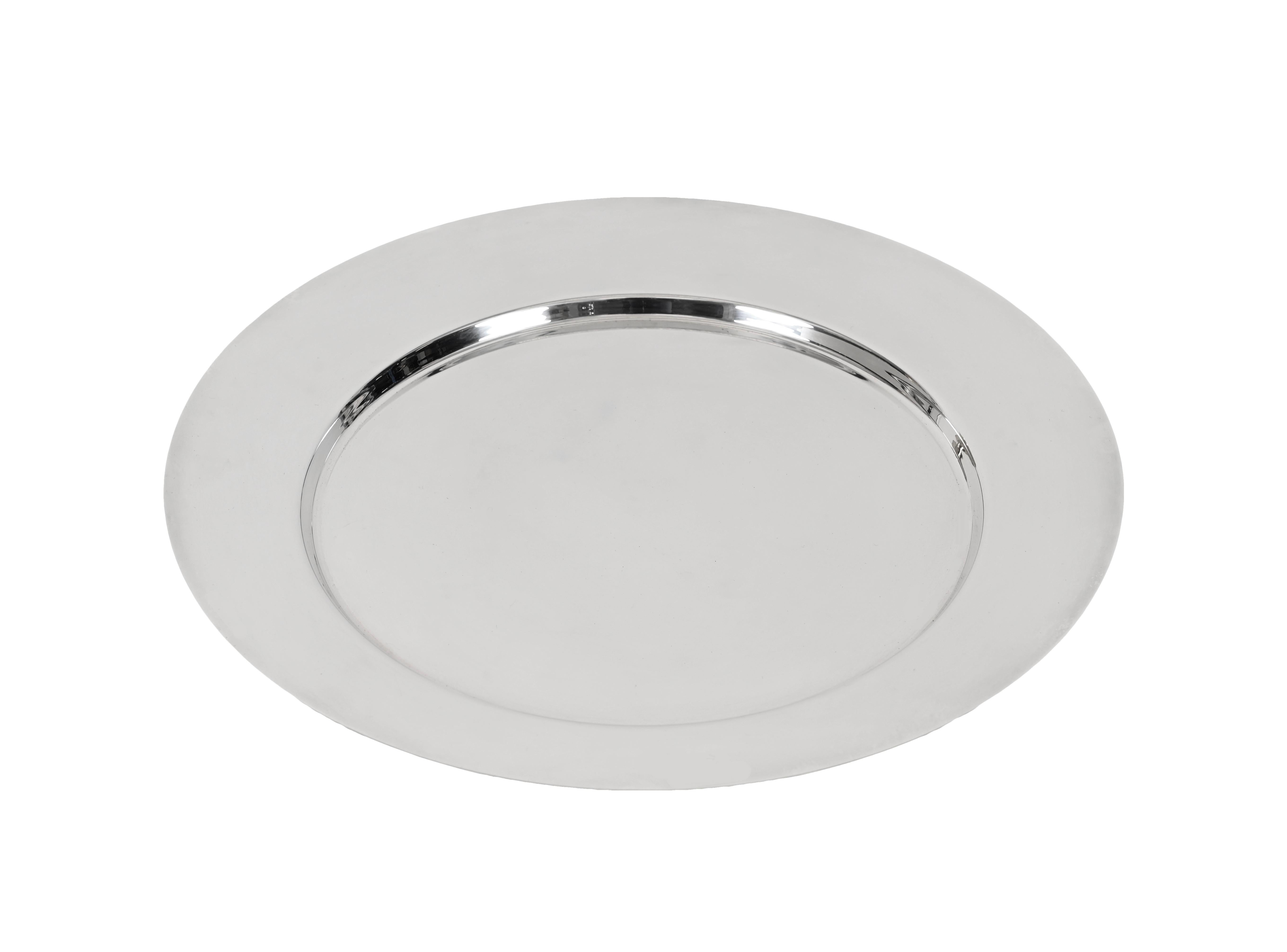 Gio Ponti for Cleto Munari Modernist Silver Plated Serving Plate Italy, 1980s For Sale 6
