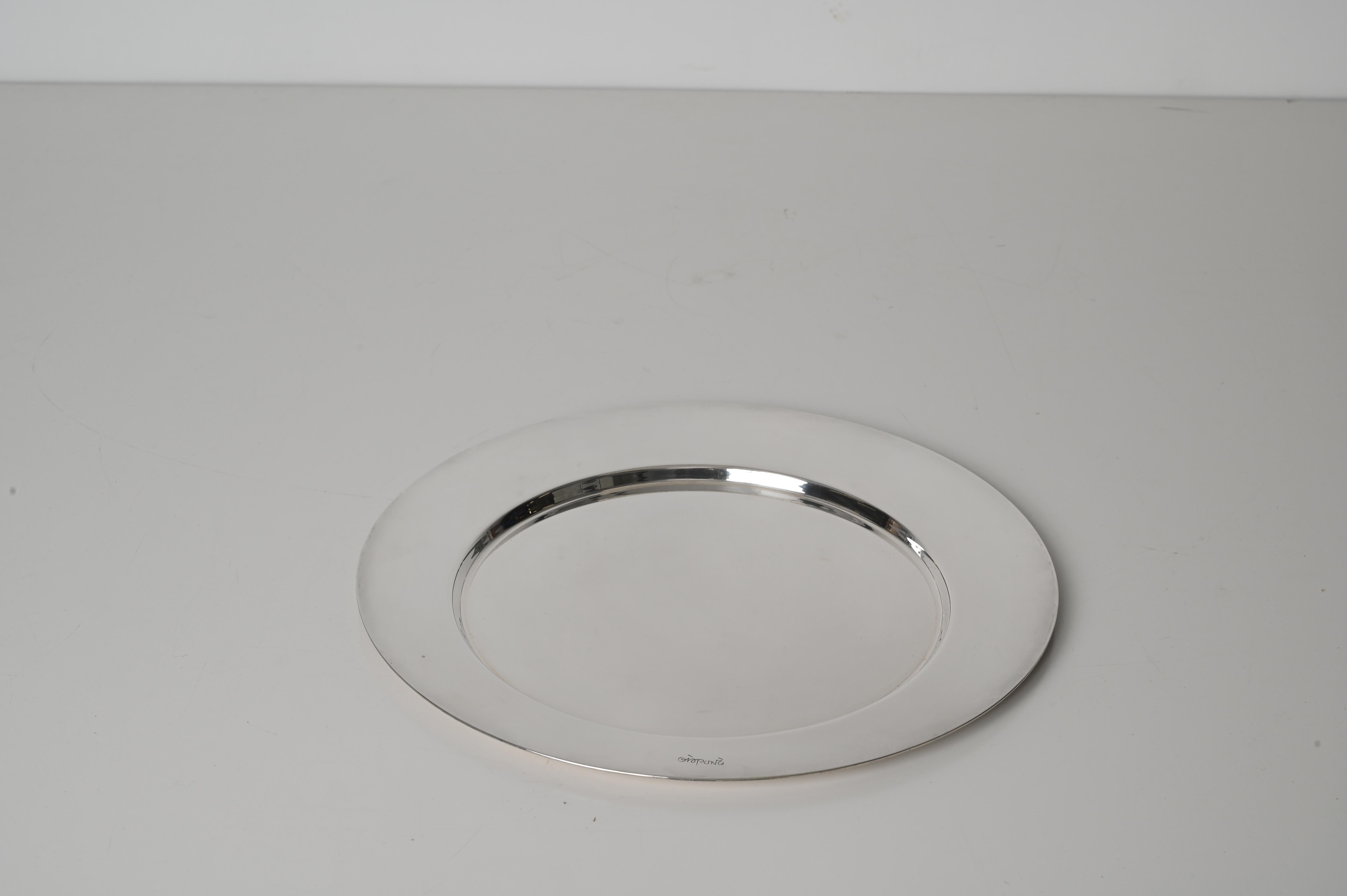 Gio Ponti for Cleto Munari Modernist Silver Plated Serving Plate Italy, 1980s For Sale 8