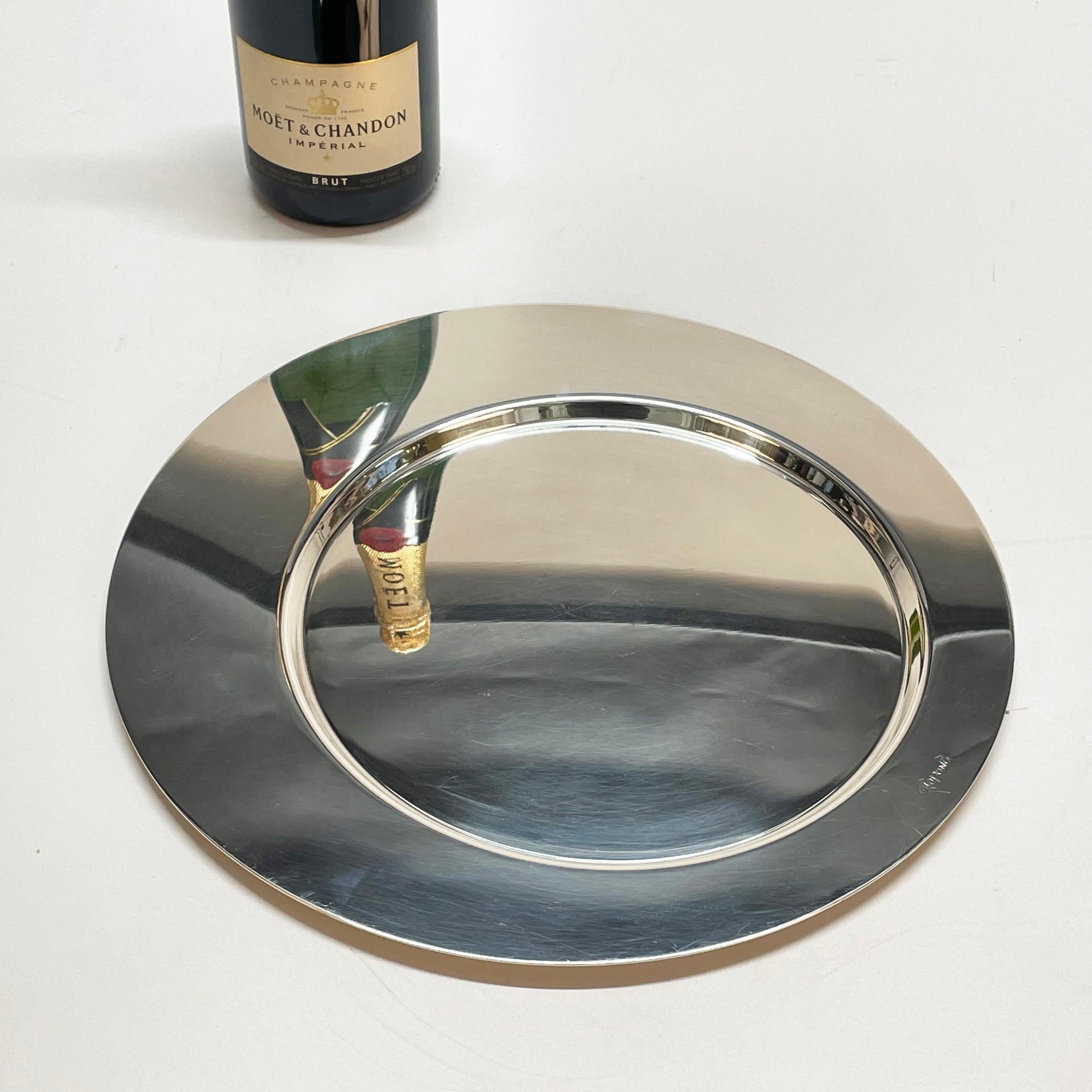 Gio Ponti for Cleto Munari Modernist Silver Plated Serving Plate Italy, 1980s 10