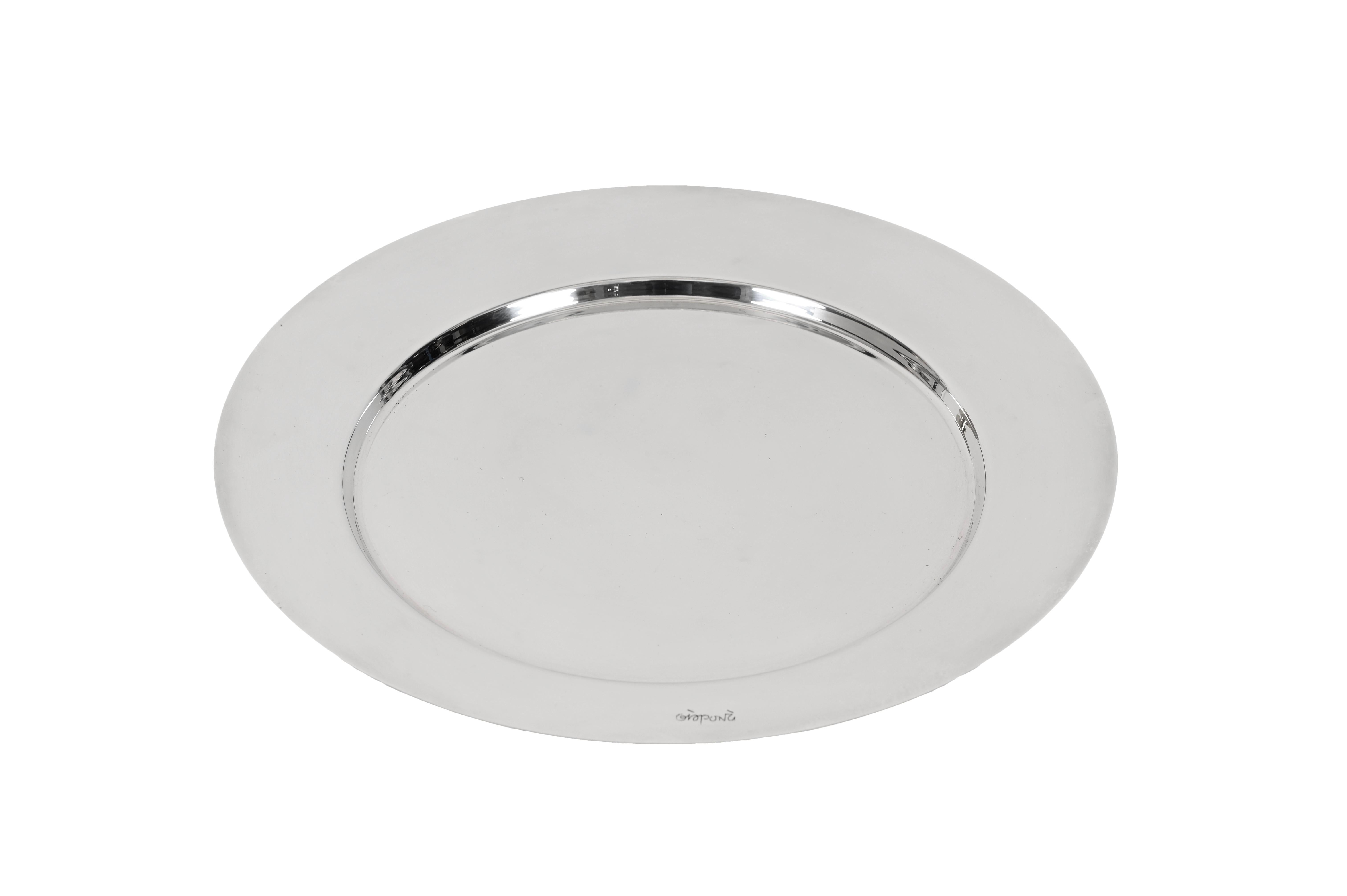 Gio Ponti for Cleto Munari Modernist Silver Plated Serving Plate Italy, 1980s For Sale 9