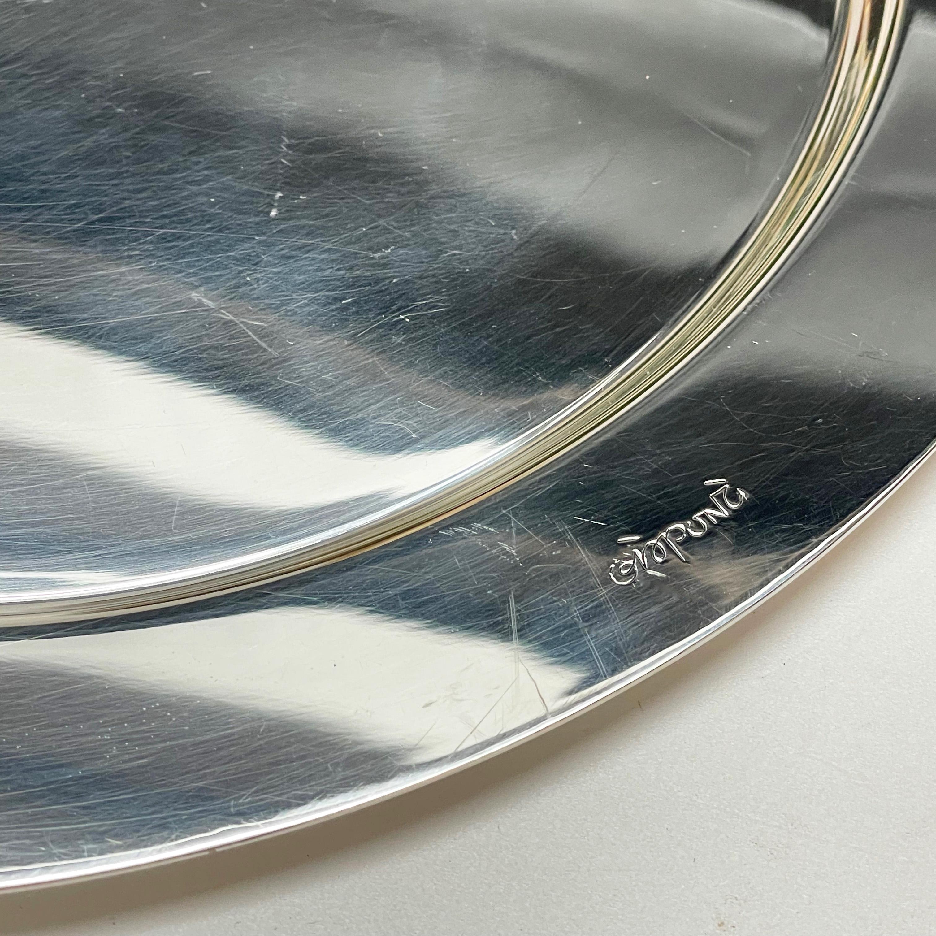 Gio Ponti for Cleto Munari Modernist Silver Plated Serving Plate Italy, 1980s In Good Condition In Roma, IT