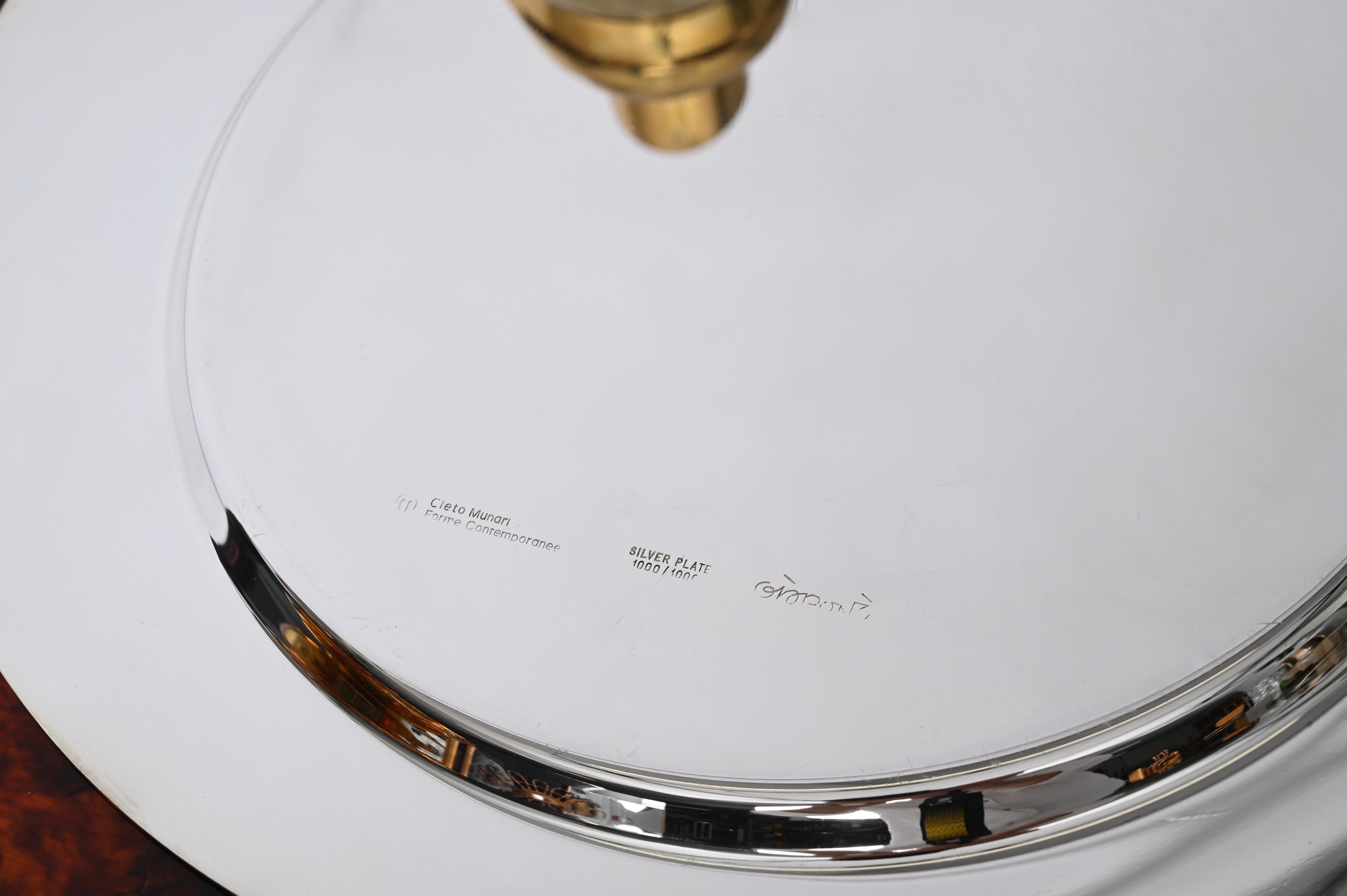Italian Gio Ponti for Cleto Munari Modernist Silver Plated Serving Plate Italy, 1980s