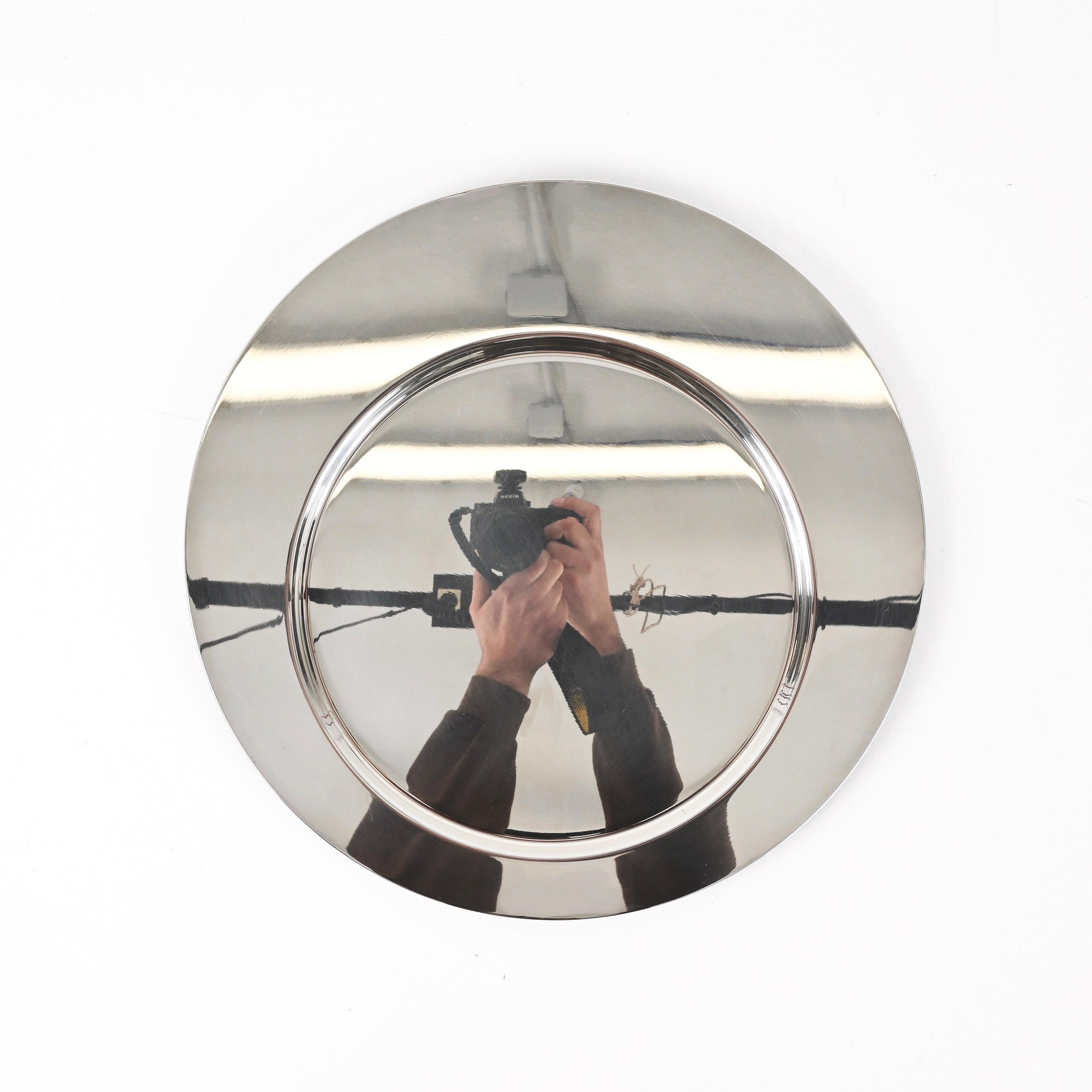 Gio Ponti for Cleto Munari Modernist Silver Plated Serving Plate Italy, 1980s In Good Condition In Roma, IT
