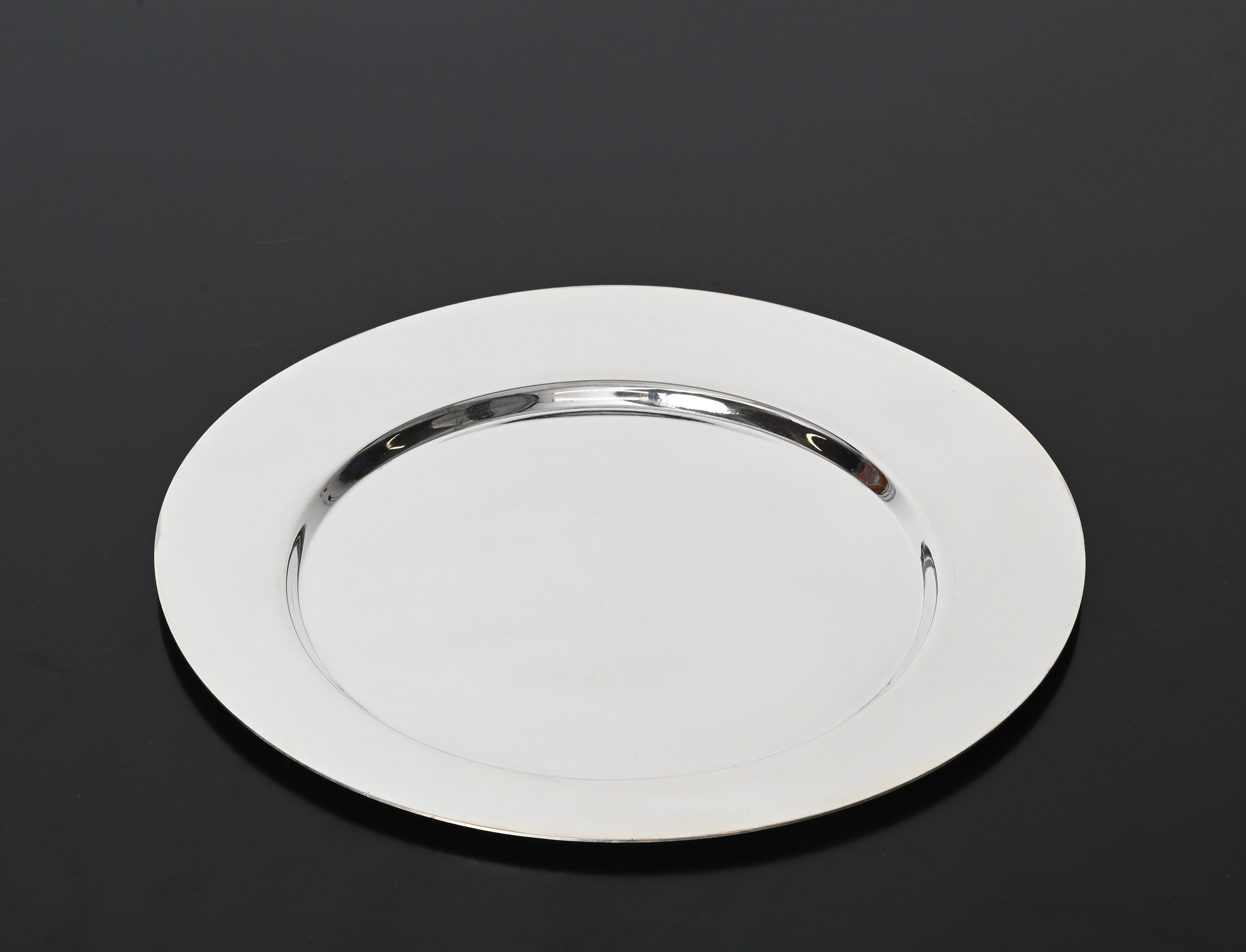 20th Century Gio Ponti for Cleto Munari Modernist Silver Plated Serving Plate Italy, 1980s For Sale