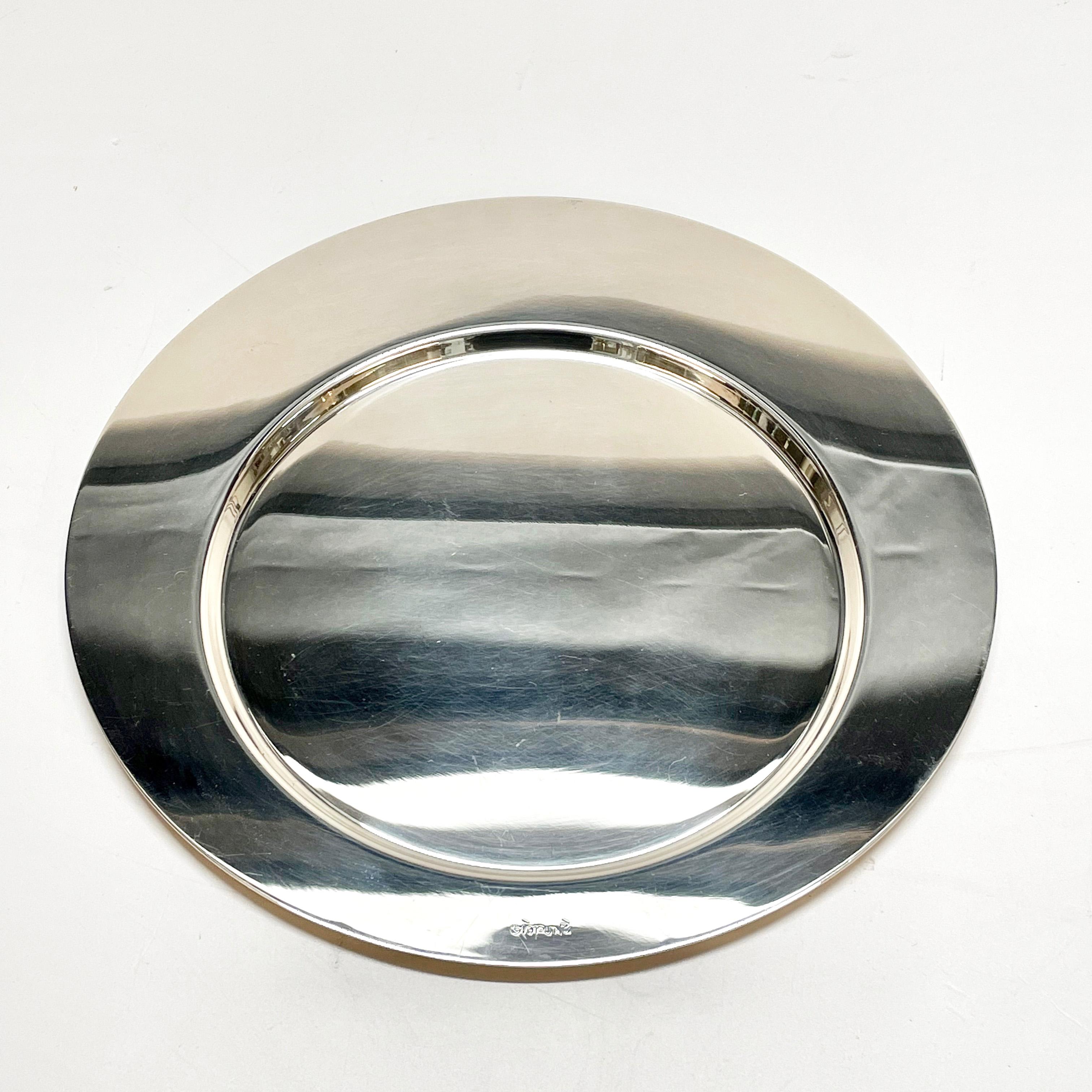 Gio Ponti for Cleto Munari Modernist Silver Plated Serving Plate Italy, 1980s 3