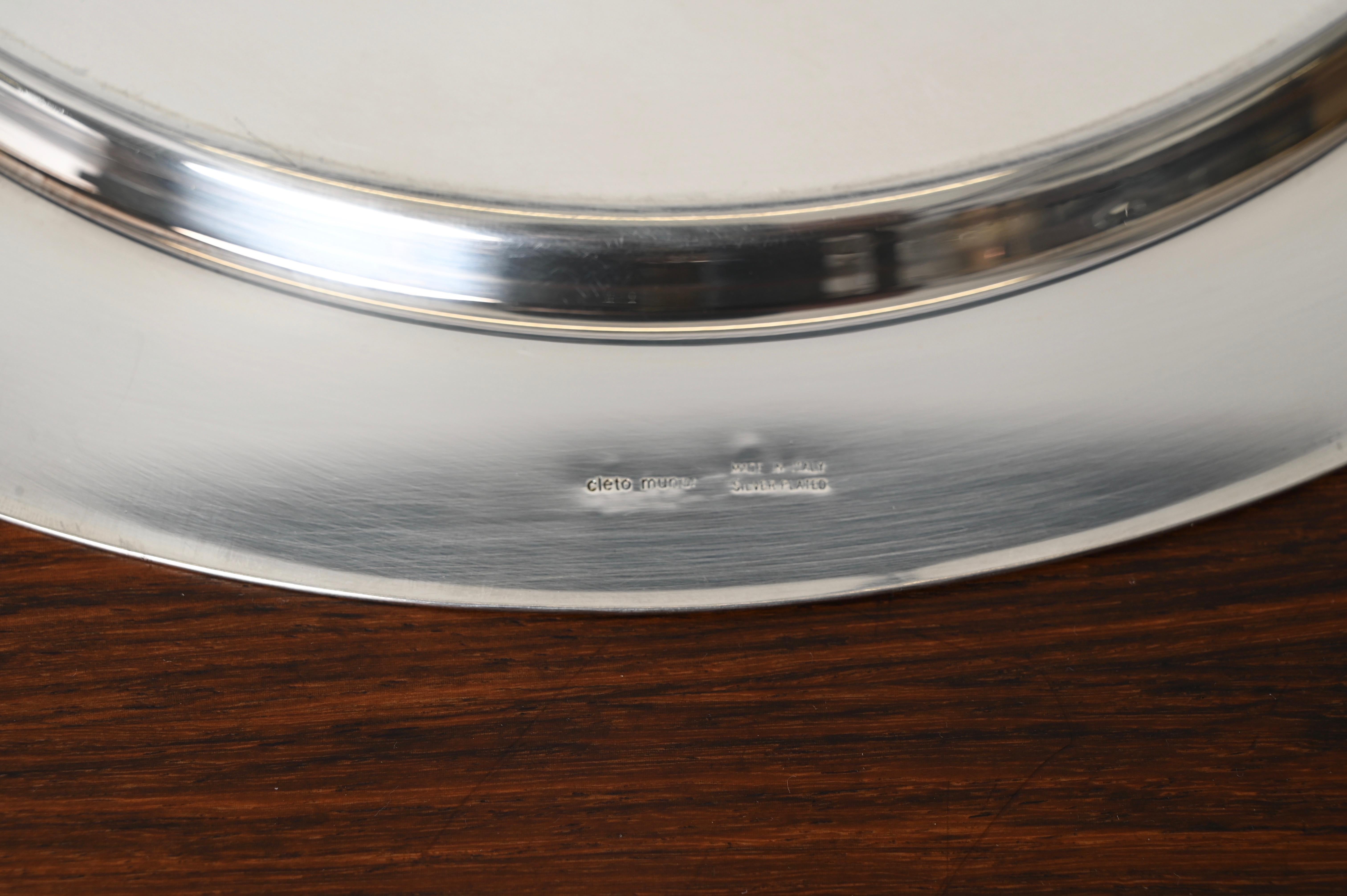 Gio Ponti for Cleto Munari Modernist Silver Plated Serving Plate Italy, 1980s For Sale 2