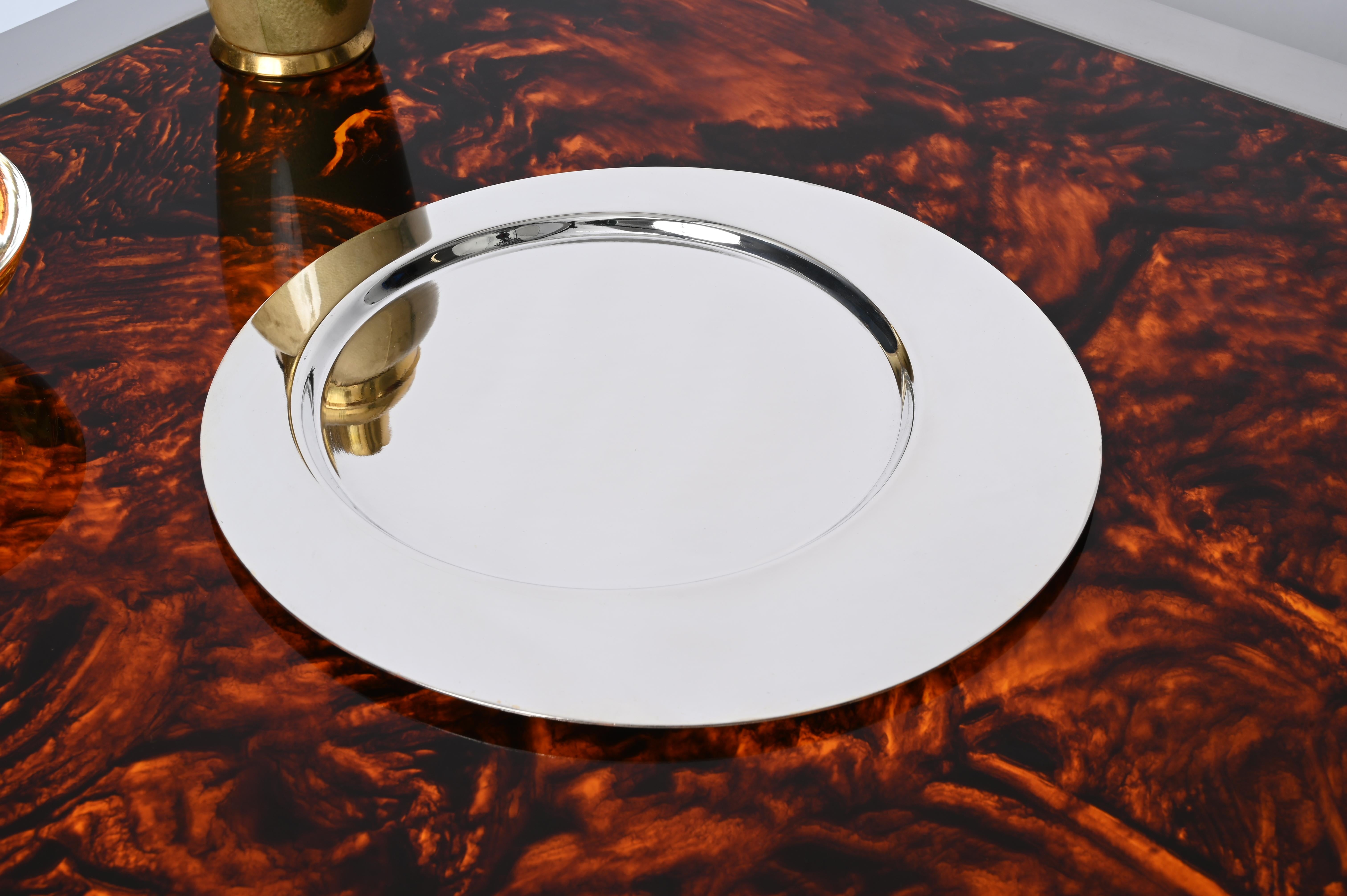 Gio Ponti for Cleto Munari Modernist Silver Plated Serving Plate Italy, 1980s 2