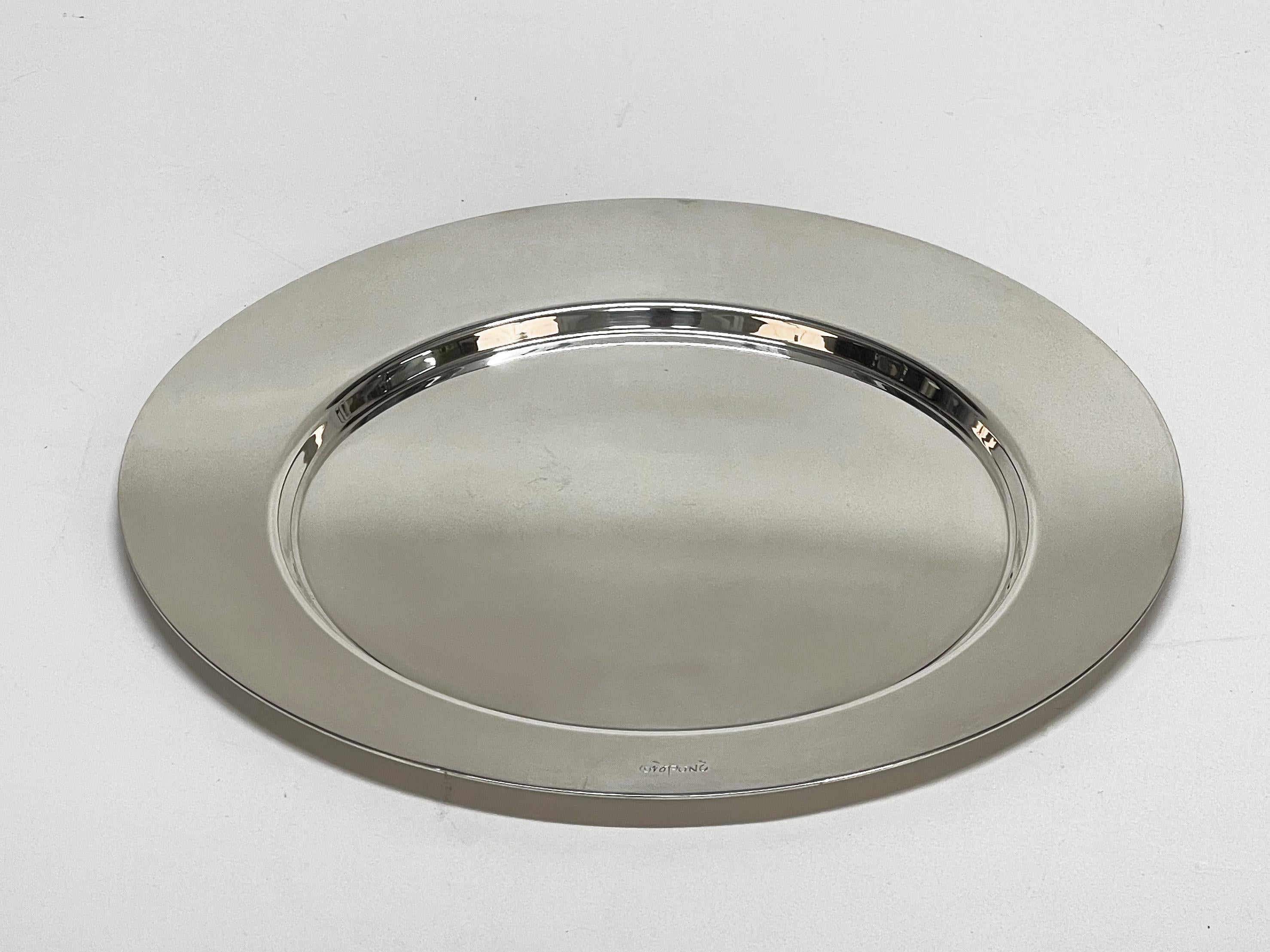 Gio Ponti for Cleto Munari Modernist Silver Plated Serving Plate Italy, 1980s 4