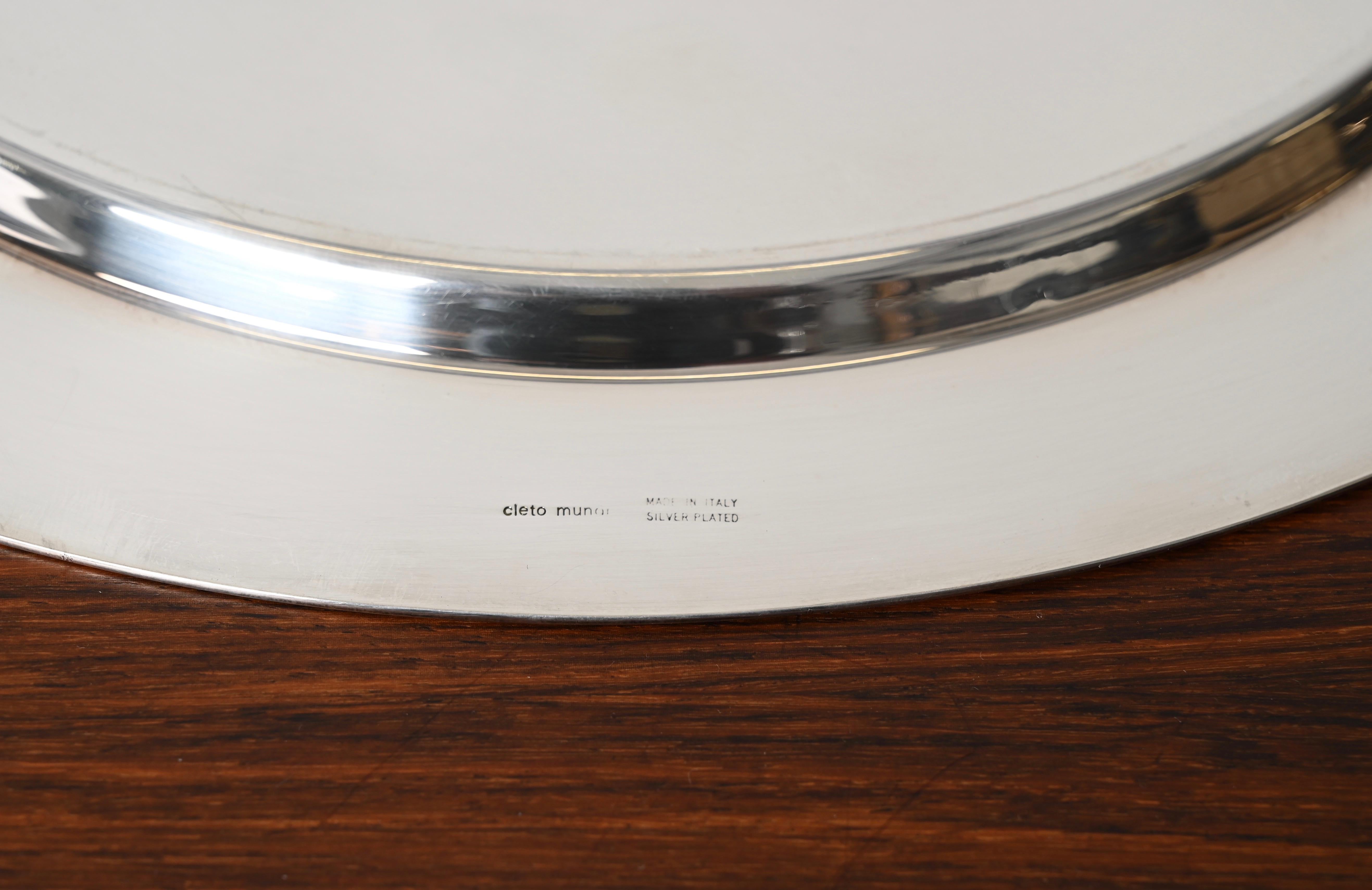 Gio Ponti for Cleto Munari Modernist Silver Plated Serving Plate Italy, 1980s For Sale 3