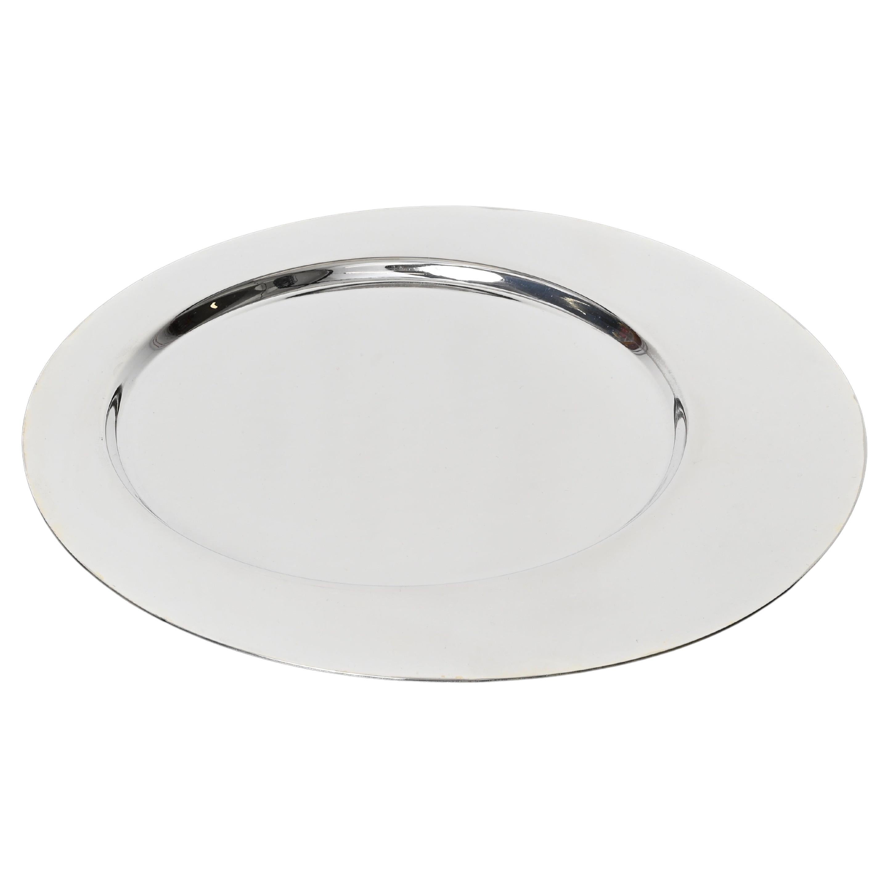 Gio Ponti for Cleto Munari Modernist Silver Plated Serving Plate Italy, 1980s 3