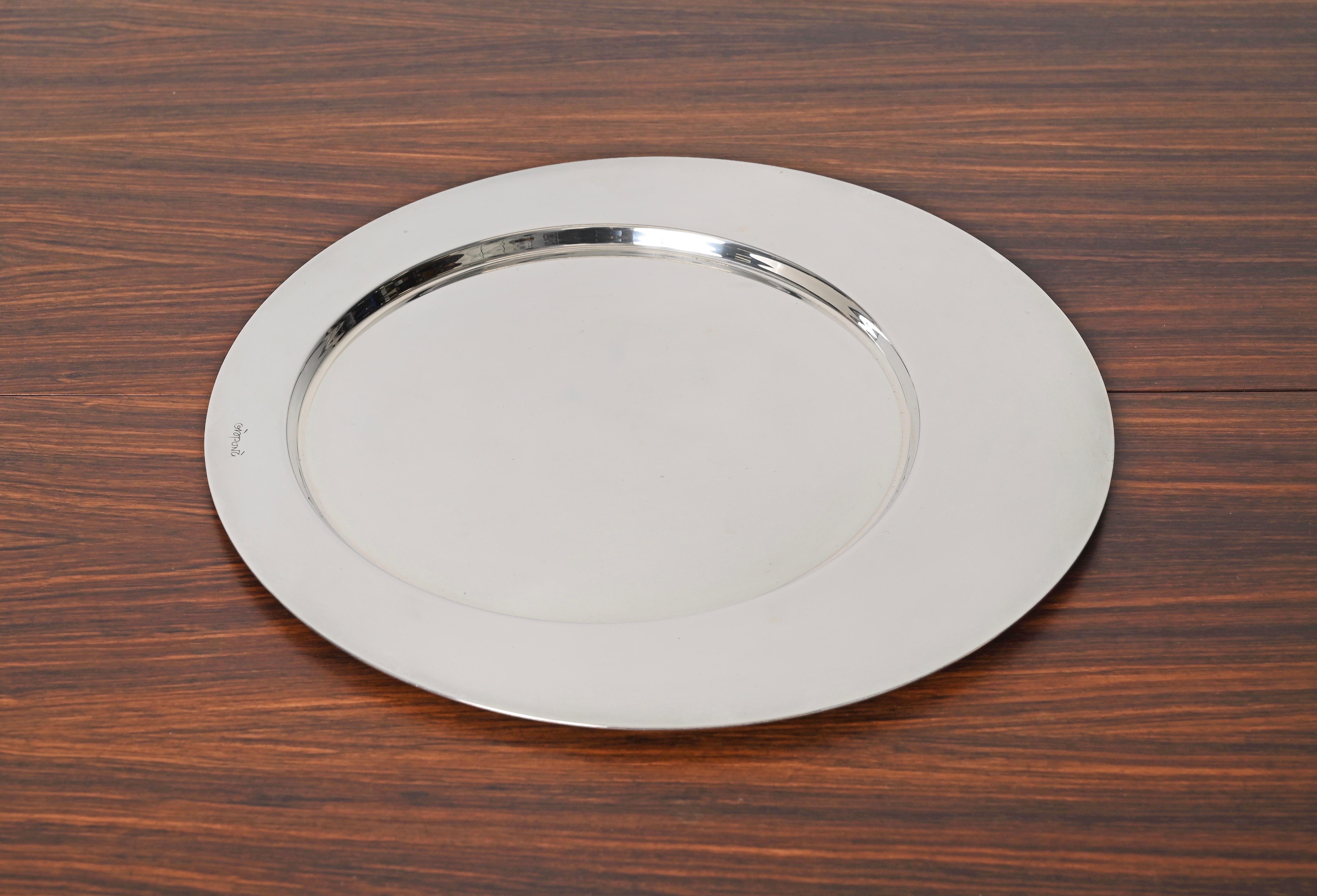 Gio Ponti per Cleto Munari Piatto da portata modernista in argento placcato Italia, anni '80 in vendita 2