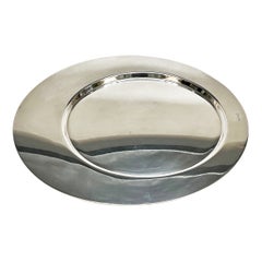 Gio Ponti for Cleto Munari Modernist Silver Plated Serving Plate Italy, 1980s