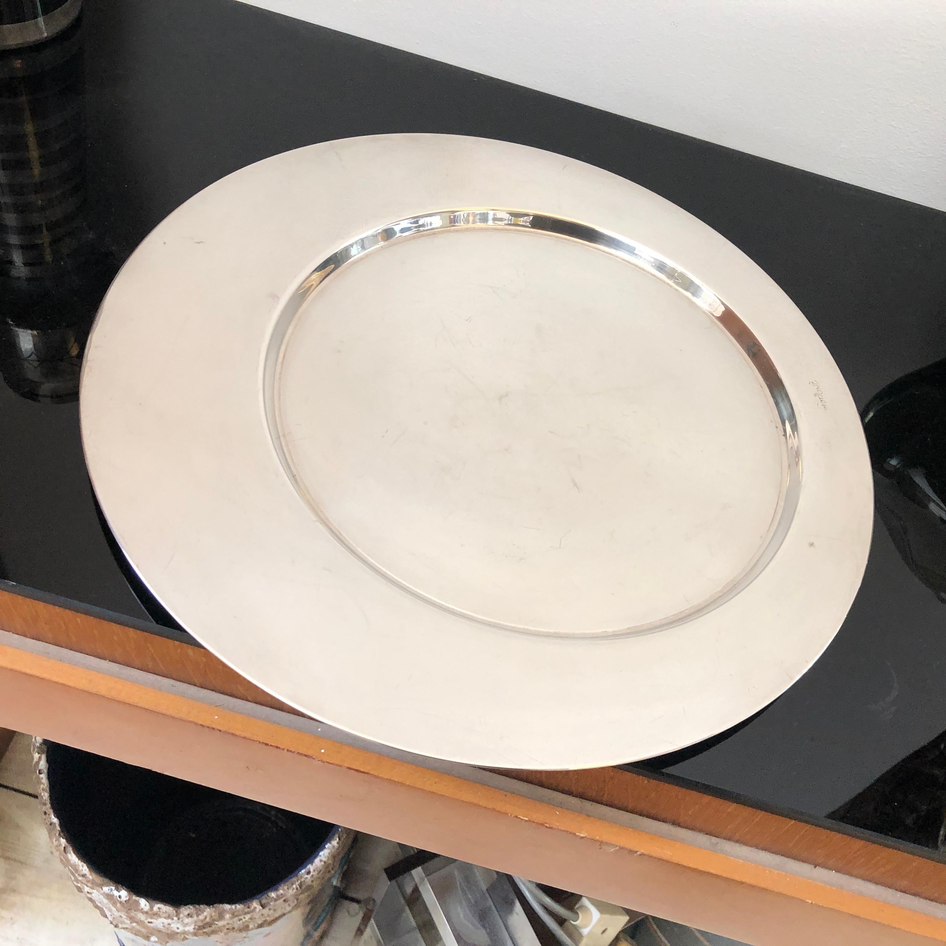 Modern Gio Ponti for Cleto Munari Silver Plated Round Tray, circa 1970