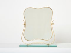 Fontana Arte Brass Murano Glass Table Vanity Mirror, 1950s