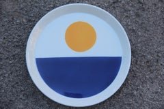 Gio Ponti For Franco Pozzi Plate Ceramic Italian Design Blu and Yellow, 1970