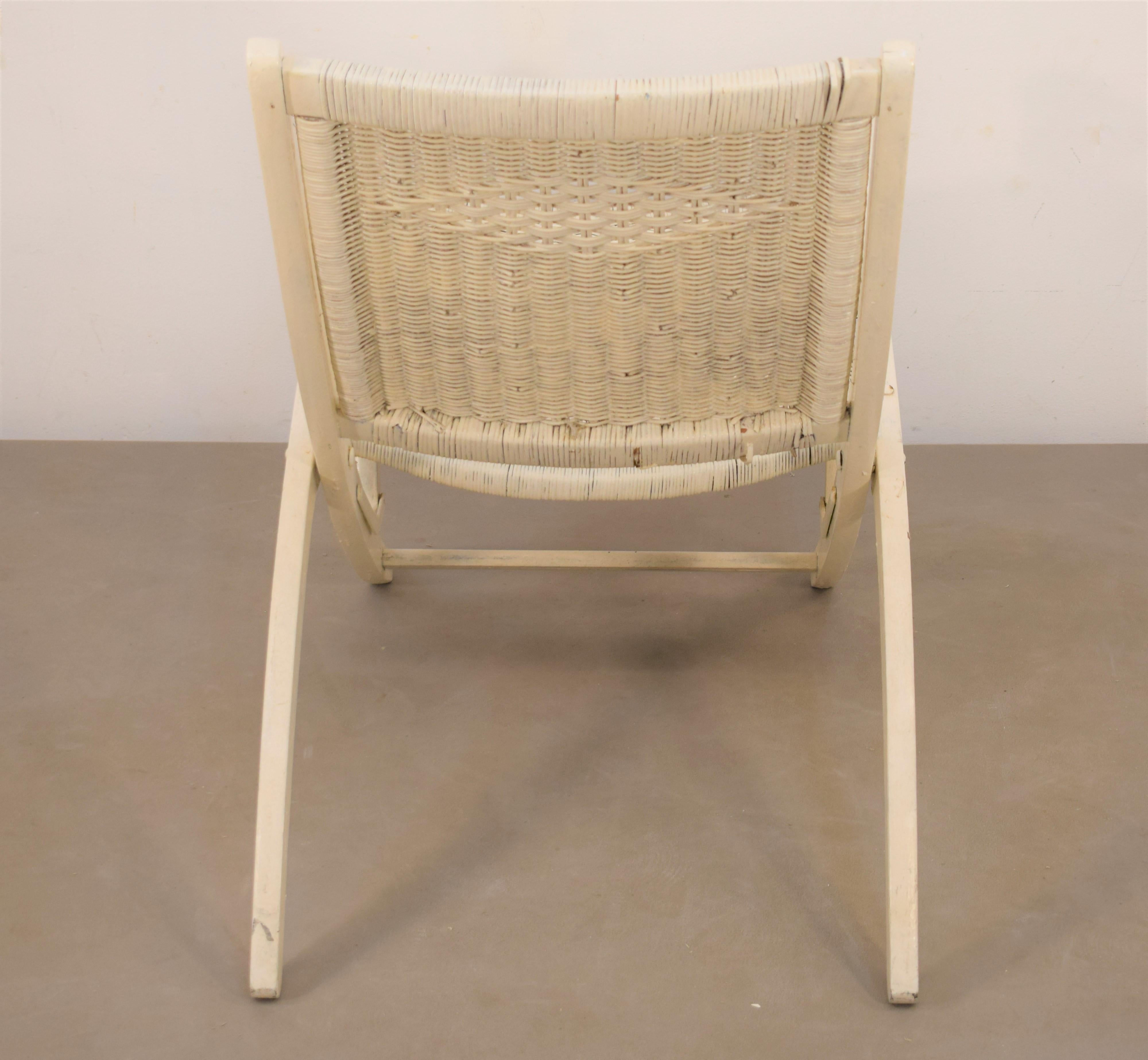 Wicker Gio Ponti for Fratelli Reguitti, Ninfea Folding Chair, 1950s For Sale