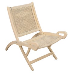 Deck Lounge Chair in Wood and Leather by Fratelli Reguitti x Louis