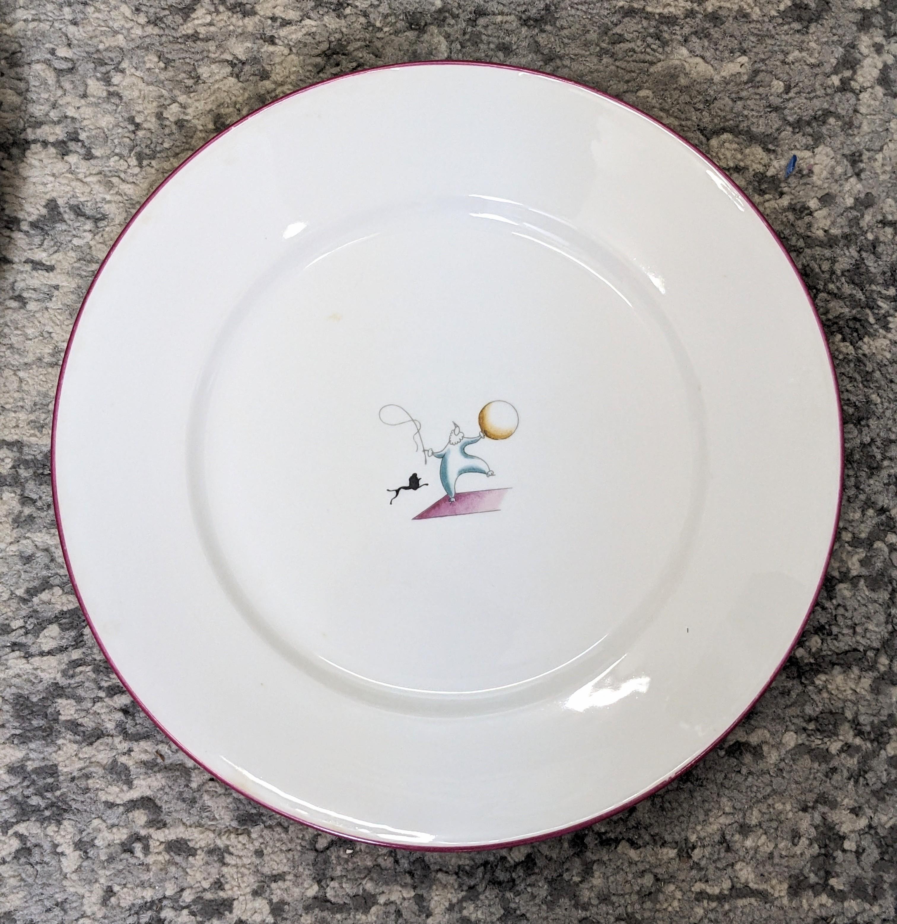 Italian Gio Ponti for Ginori Art Deco Dinner Plates, Il Circo For Sale