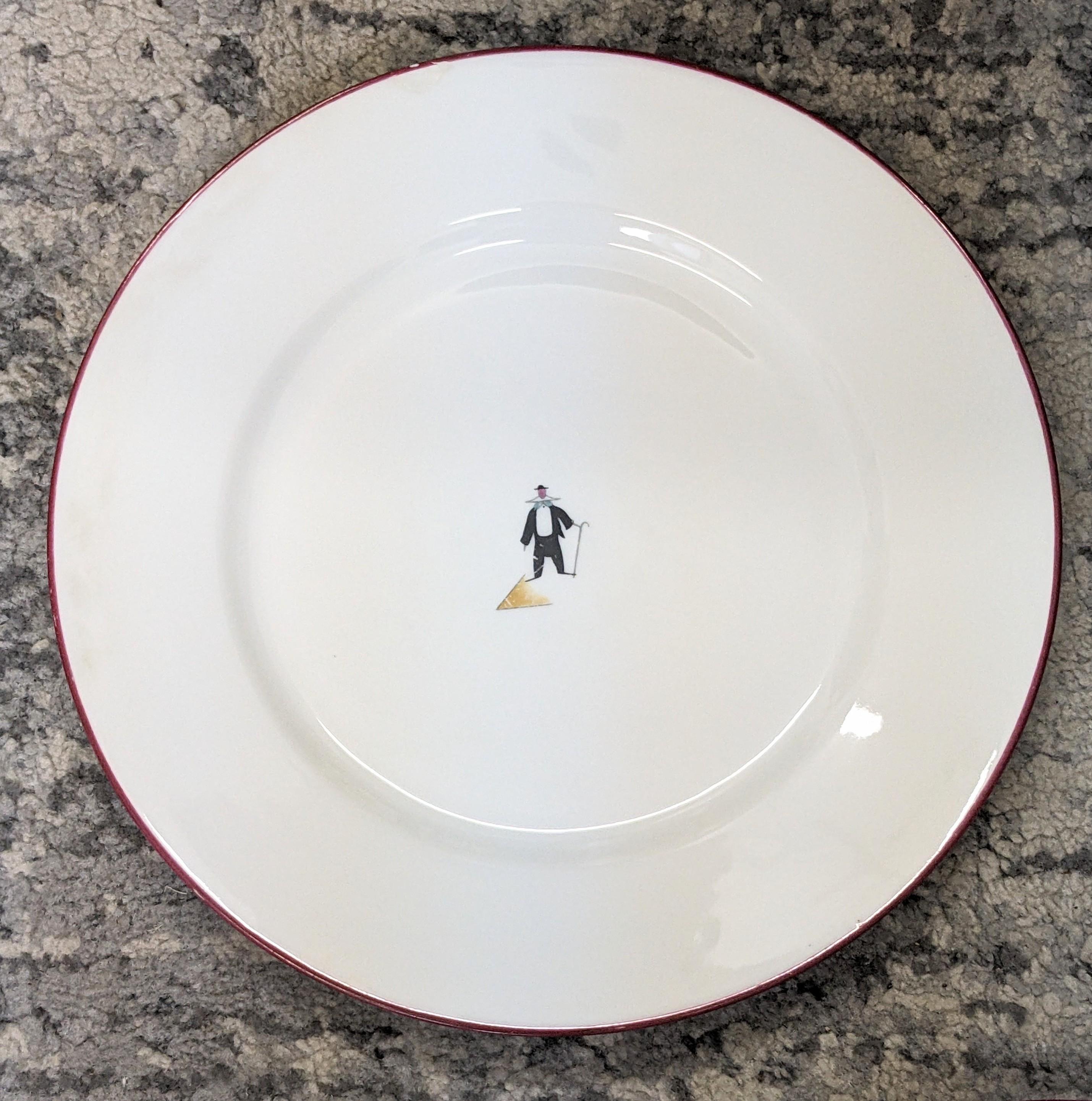 Mid-20th Century Gio Ponti for Ginori Art Deco Dinner Plates, Il Circo For Sale