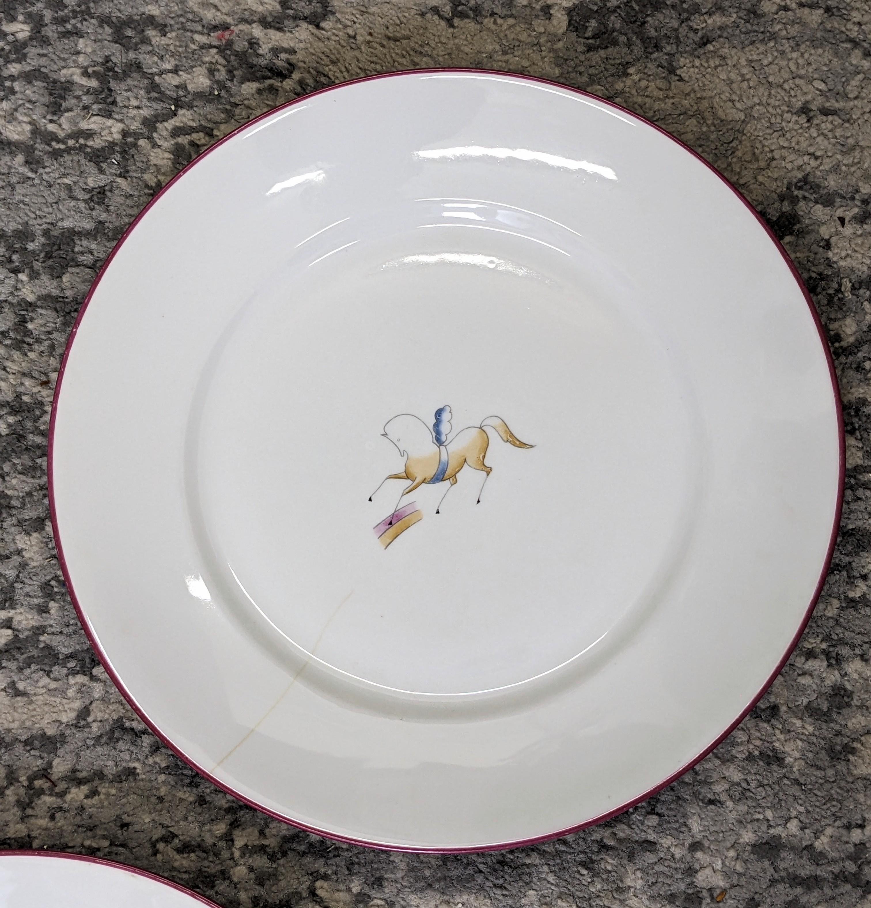 Ceramic Gio Ponti for Ginori Art Deco Dinner Plates, Il Circo For Sale